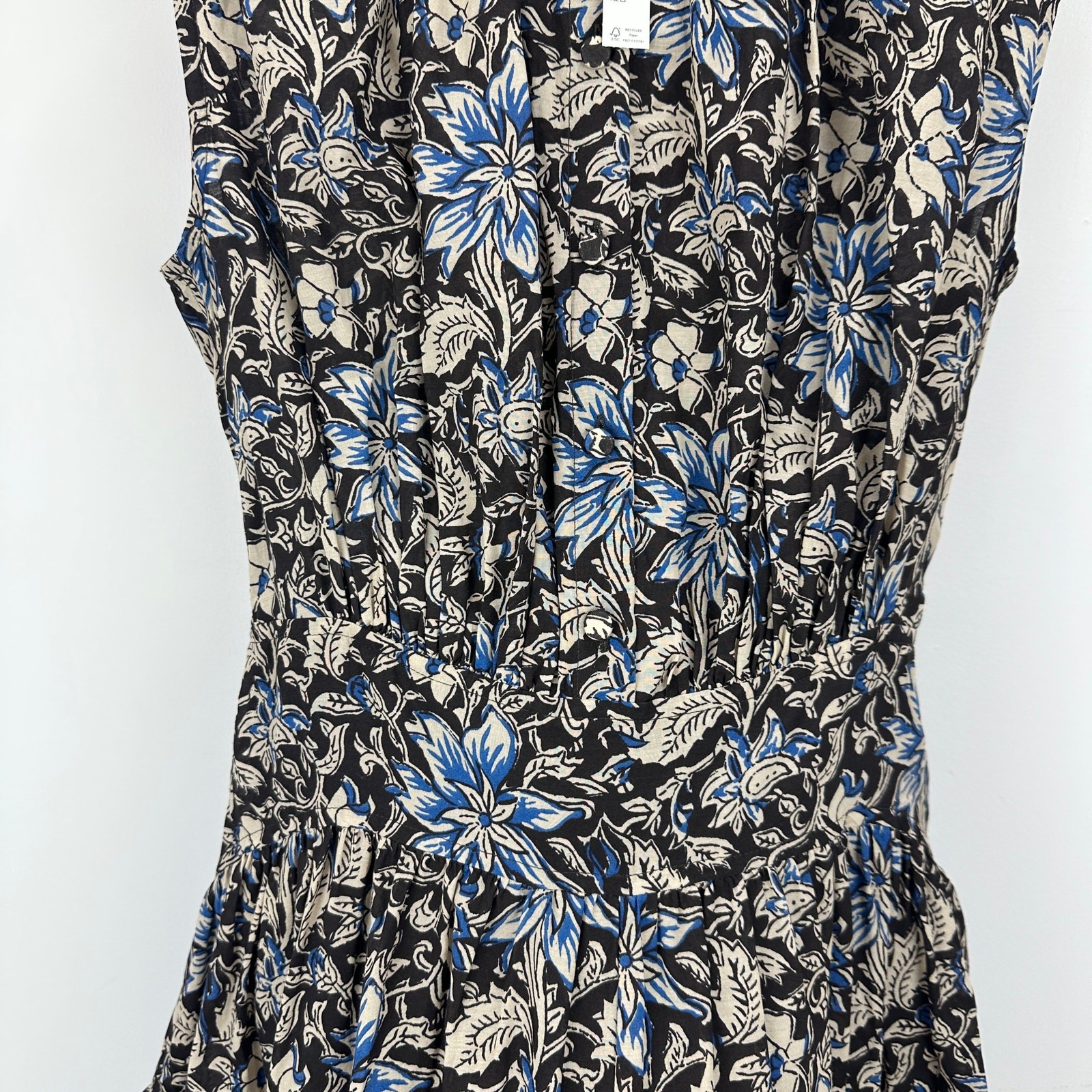 Madewell Gathered Button Front Mini Dress Floral Dark Carob Boho Cottage XS NWT