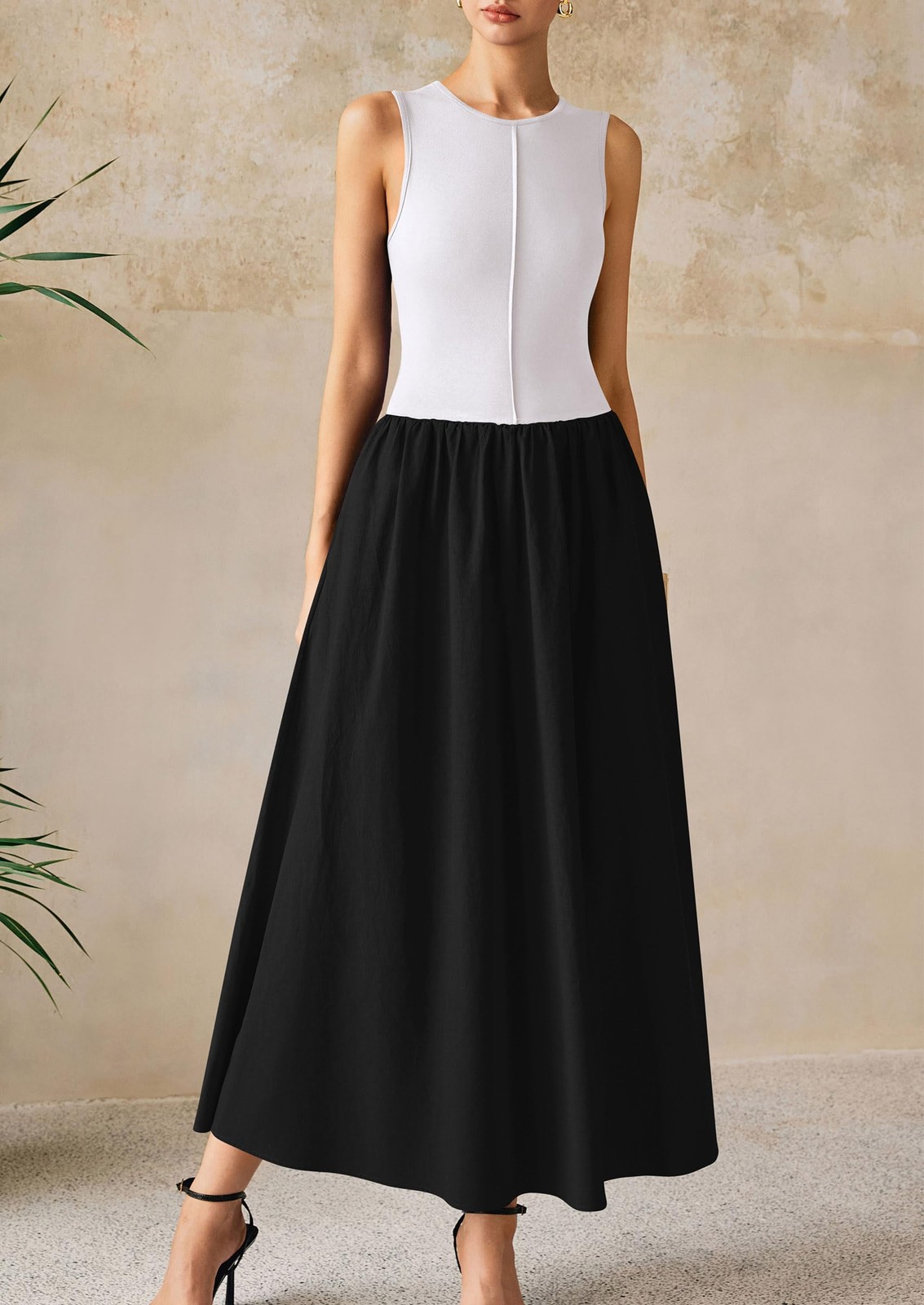 PRETTYGARDEN Women’s Maxi Dresses Summer Casual Sleeveless Black Medium