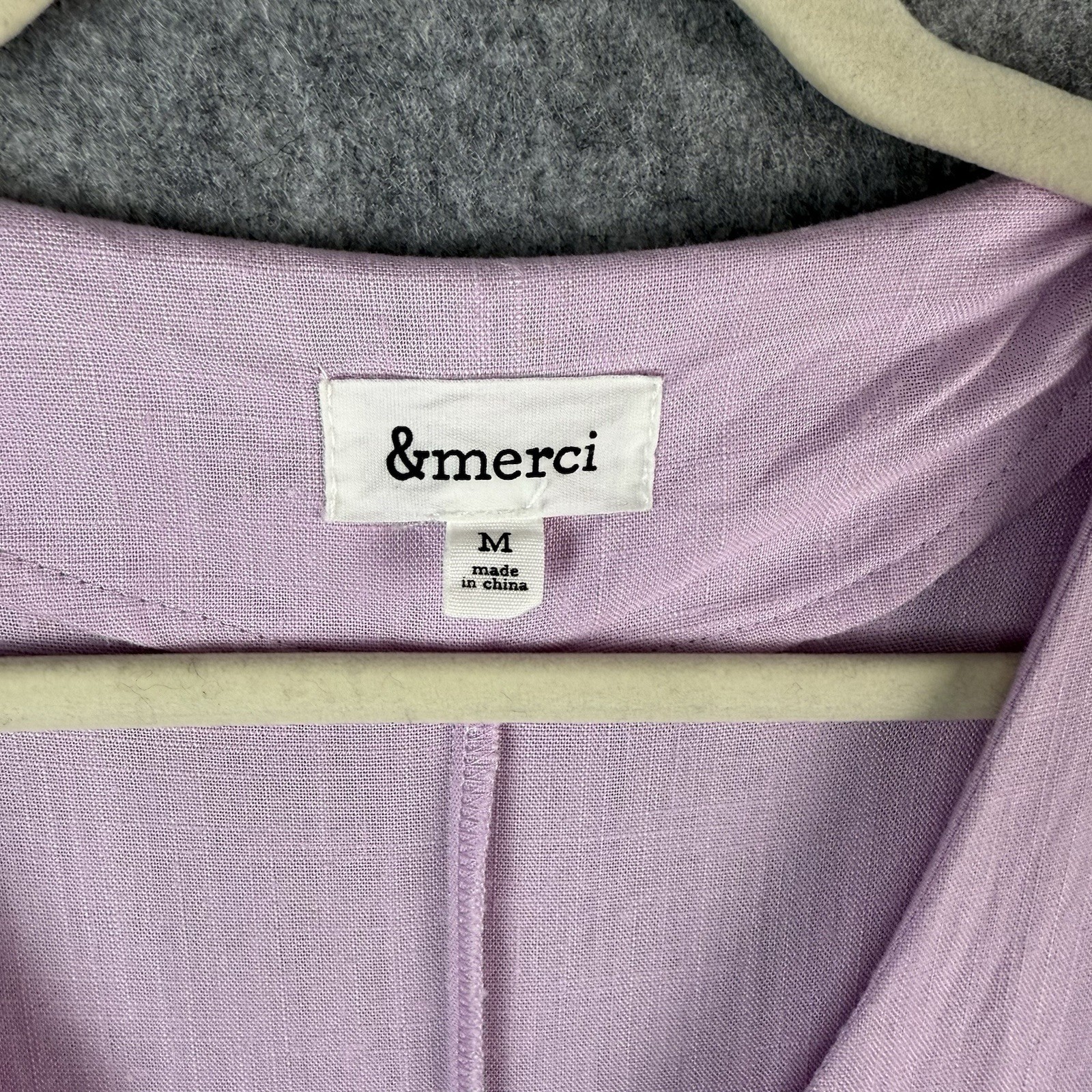 &Merci Lilac Button Front Belted Mini Dress M Soft Girl Cottagecore Minimalist