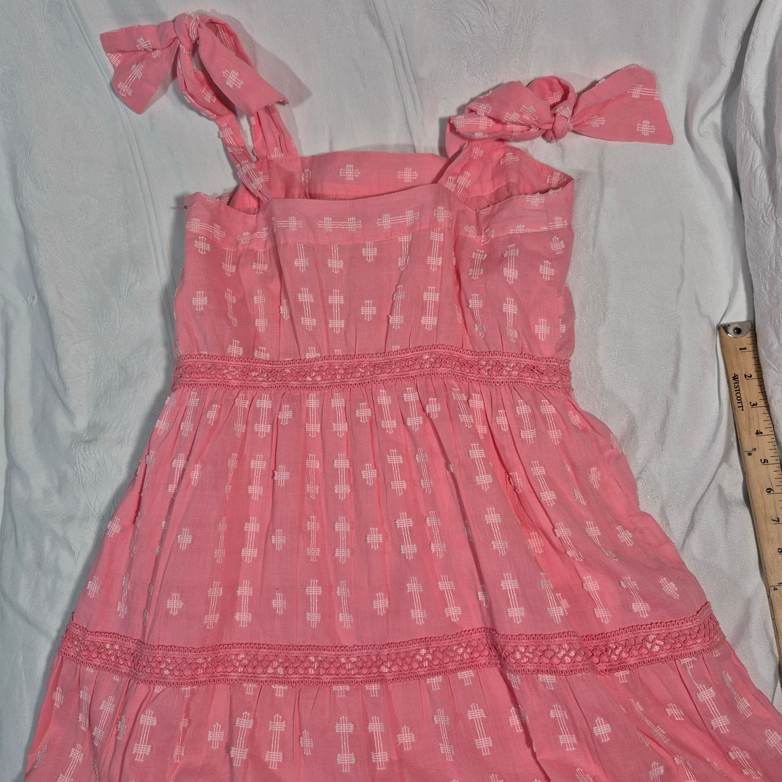 EMILY MCCARTHY MAXI DRESS SLEEVELESS GEOMETRIC EMBROIDERED PINK SIDE ZIP SMALL