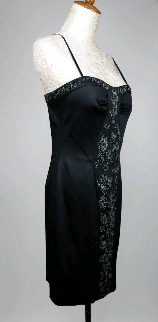 Laundry By Design 3% Stretch Dressy Body-con Beaded Front Dress Size 6 Black