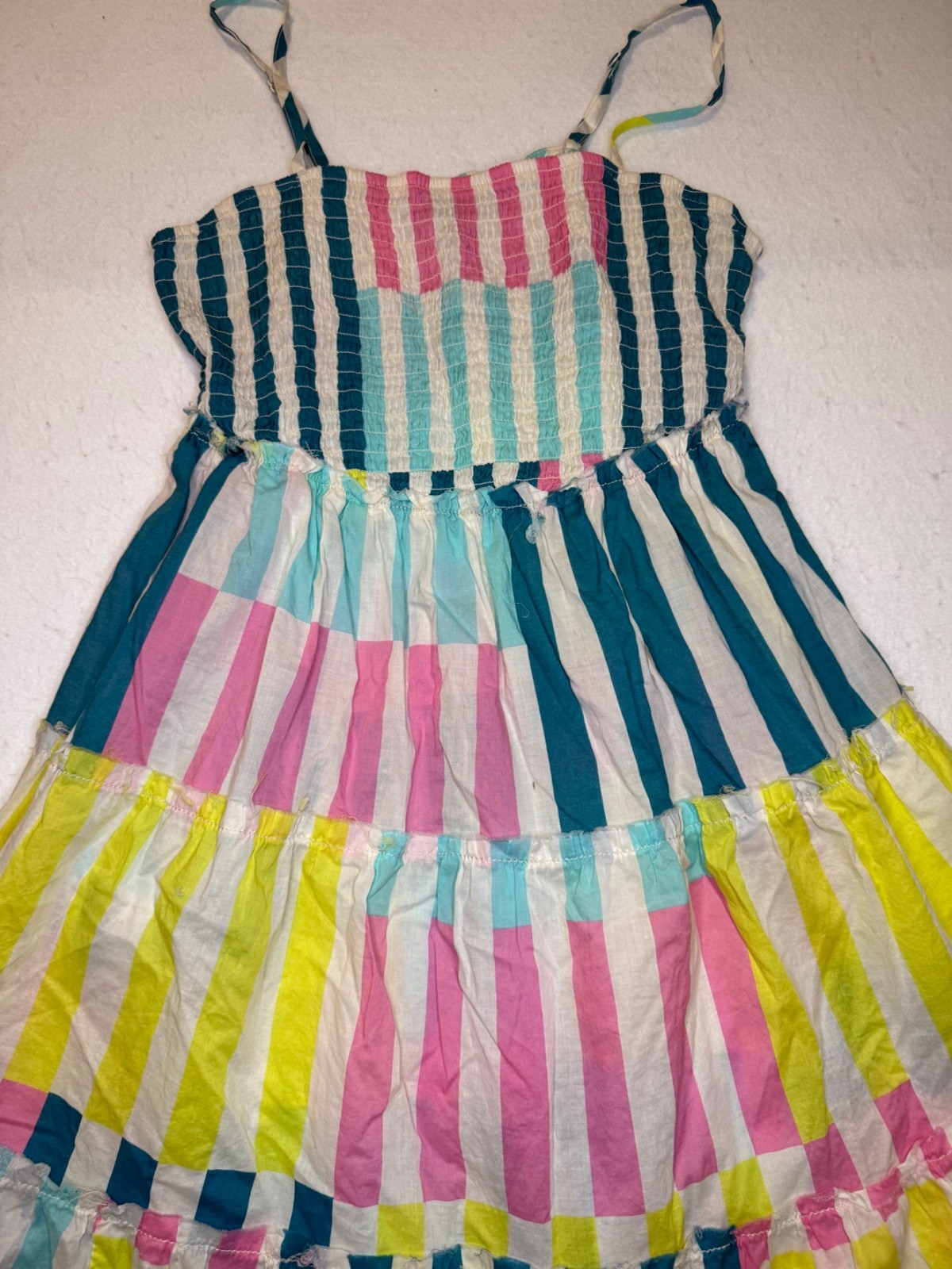 Torrid Tiered Smocked SunDress Size 2 Multicolor Rainbow Striped Cotton Resort