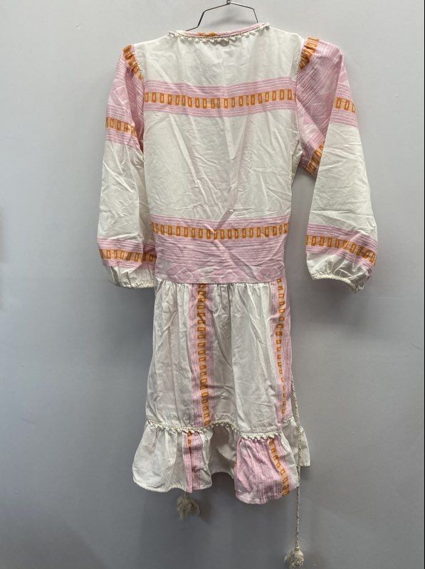 The Hieria Women’s White Pink Patterned Cotton Wrap Boho Dress Made in Greece