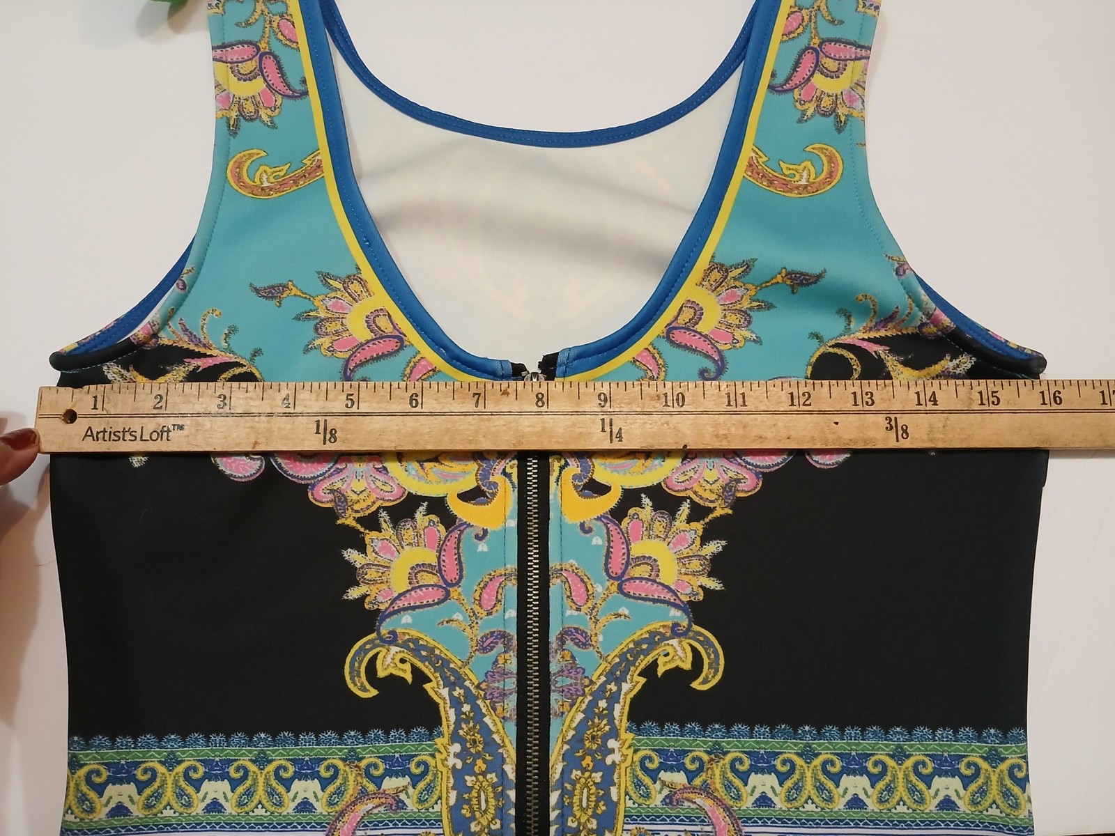 Peachpuff Dress Womens Medium Multicolor Paisley Sleeveless Scoop Neck Mini