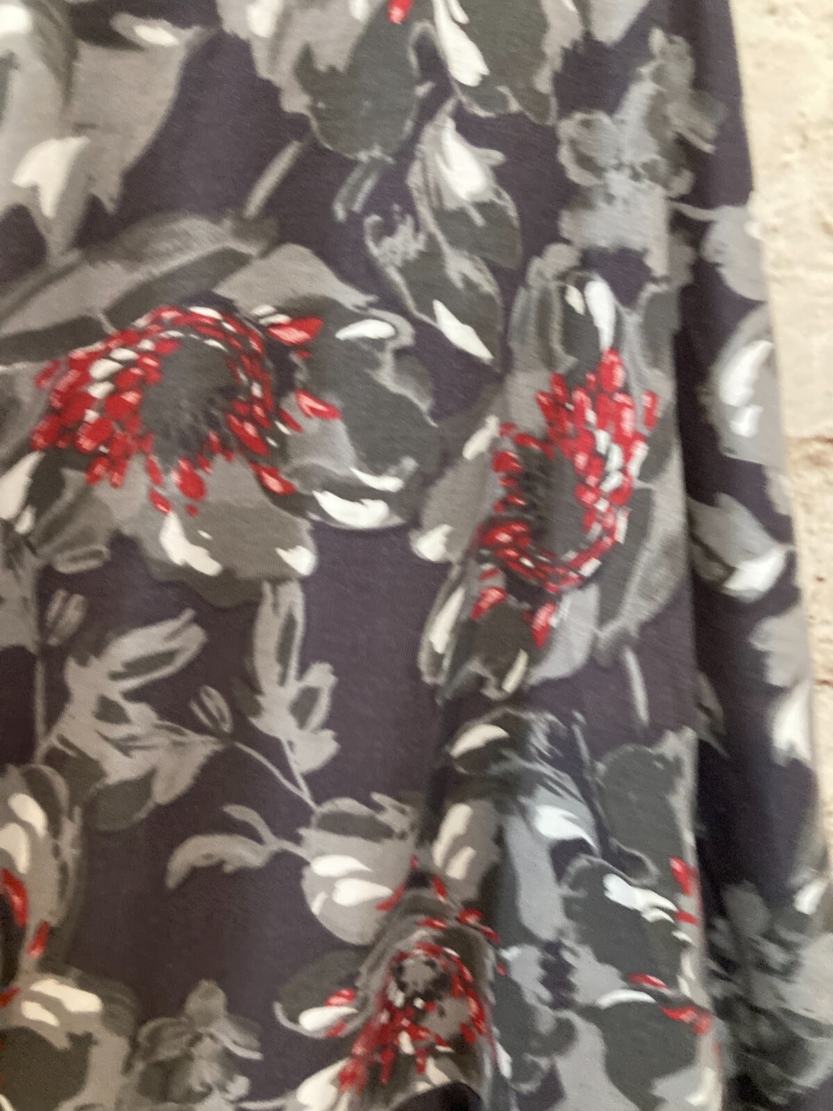 Garnet Hill Dress Womens Small Gray Floral A Line Midi Stretch Kimono Sleeve
