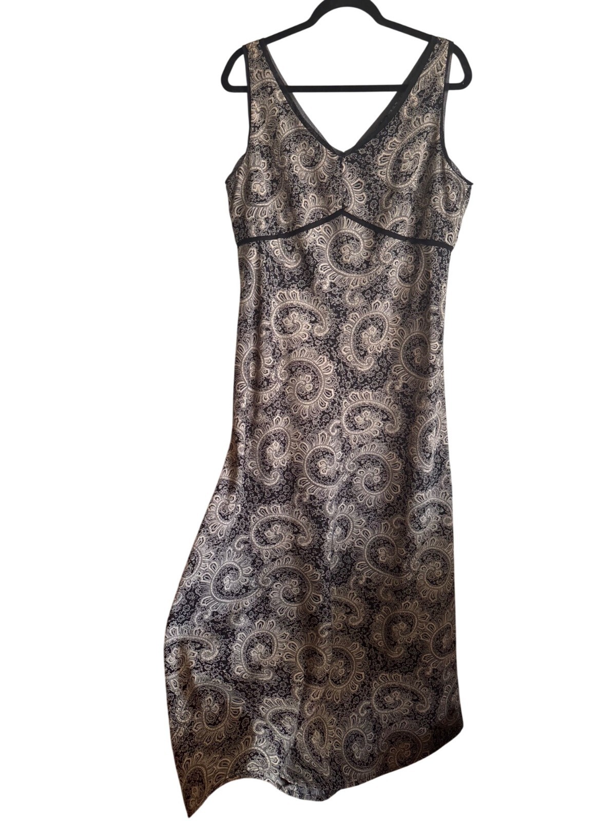 Vintage Y2K Old Navy Maxi Dress Black Paisley Babydoll Sleeveless Whimsygoth
