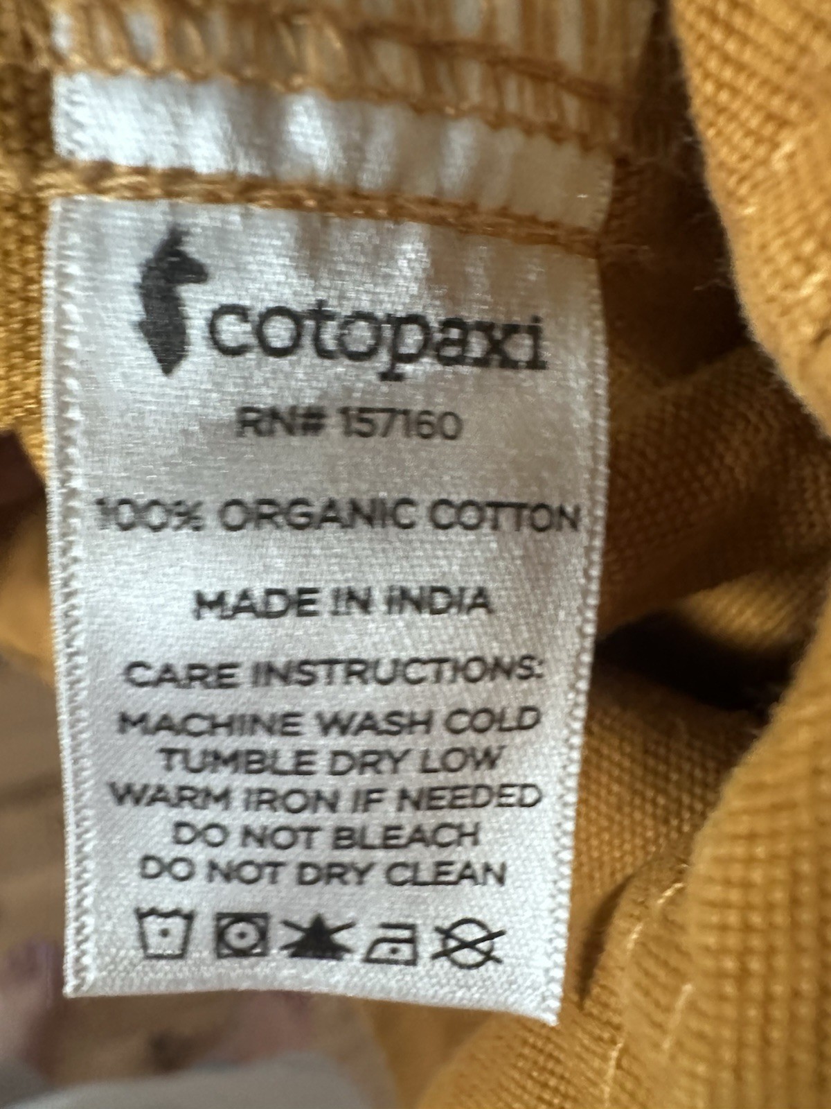 Cotopaxi Mustard Yellow Sleeveless Shift Dress, 100% Organic Cotton, Size S