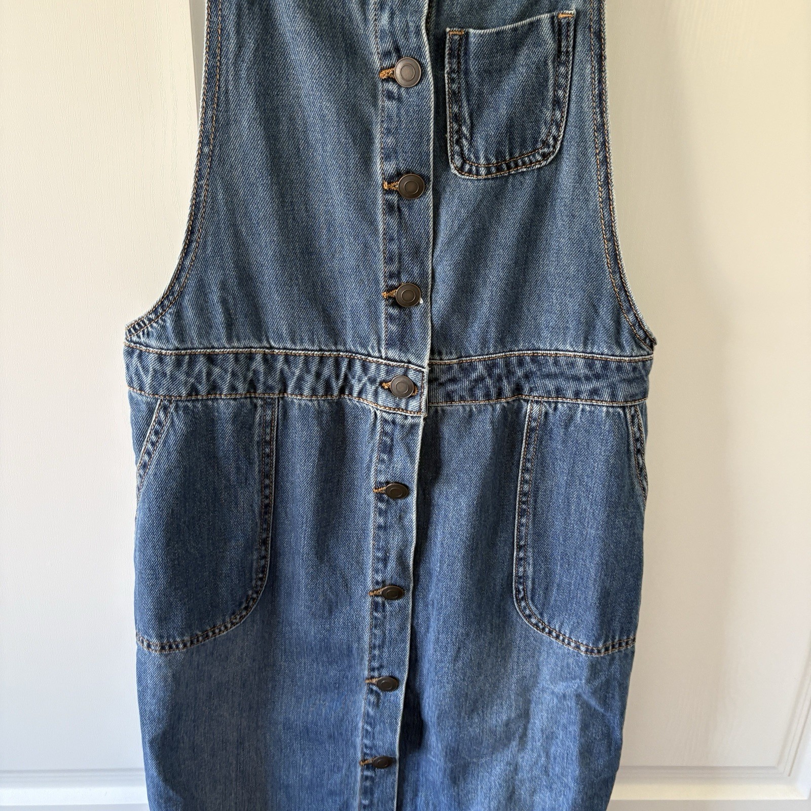 Ladies TU Short Denim Pinafore Dungaree Dress 100% Cotton UK 12 Adjustable Strap
