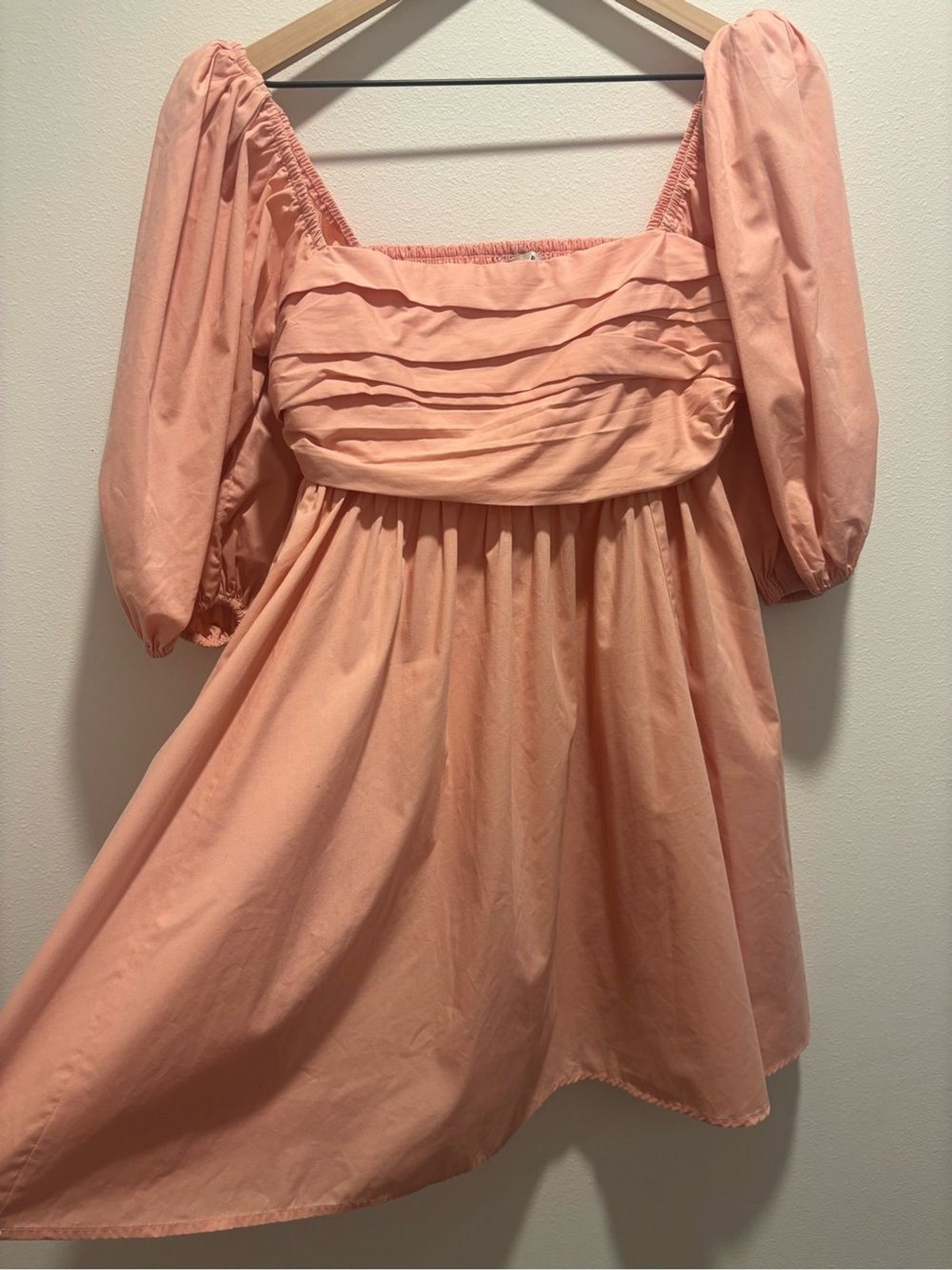 Abercrombie & Fitch Smocked Puff Sleeve Babydoll Dress Women’s M Peach