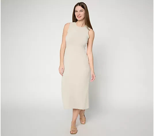 Barefoot Dreams Ultra Lite Rolld Edge Midi Dress-Dusty Sage-Tall Small-A715459