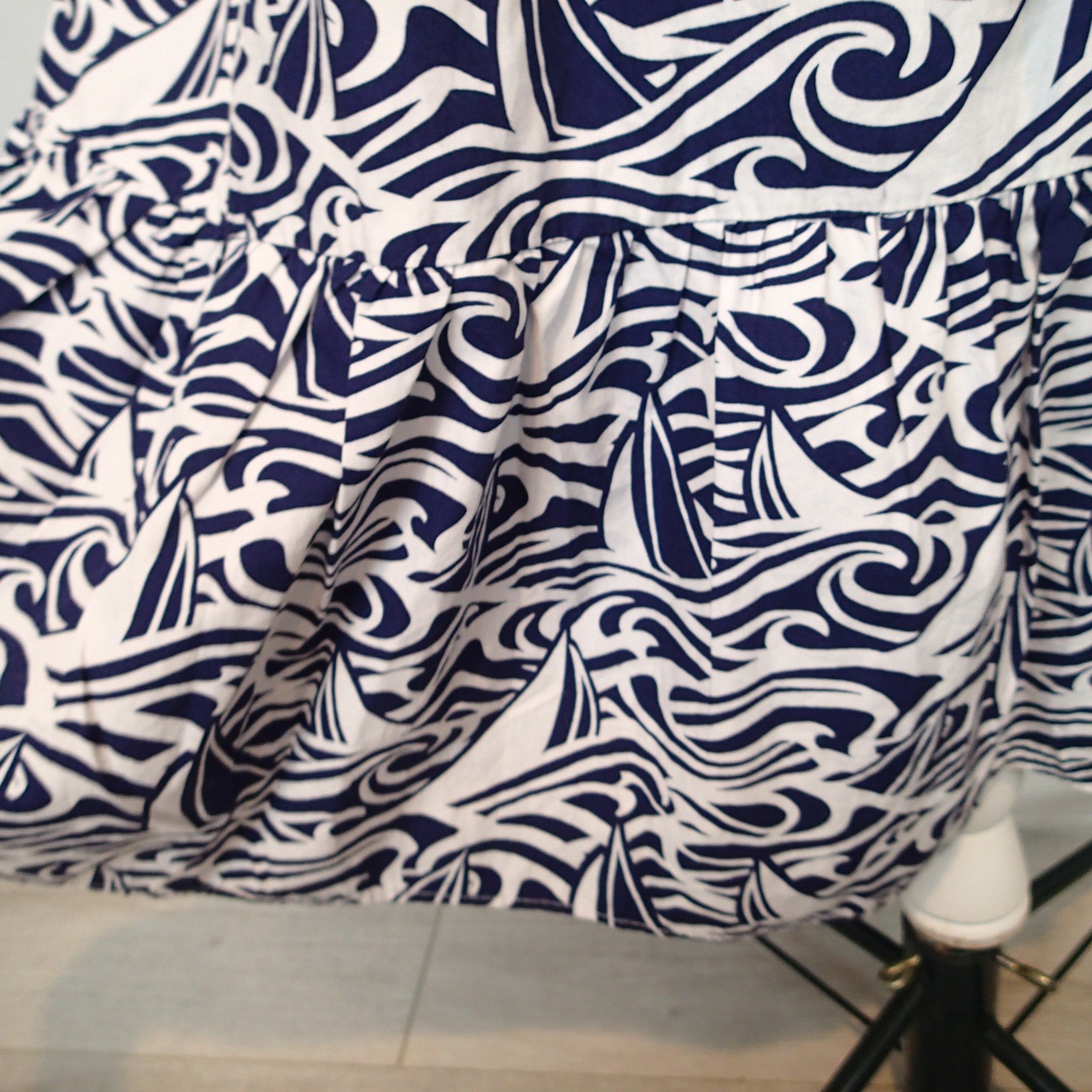 Vineyard Vines Target m Navy Blue White Nautical Cotton Dress Belted Preppy