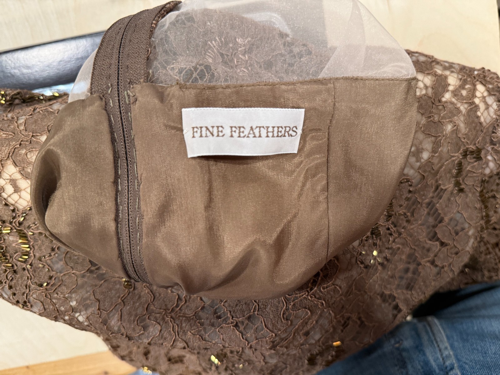 Vintage FINE FEATHERS 90’s Chocolate Dress Lace and Beaded