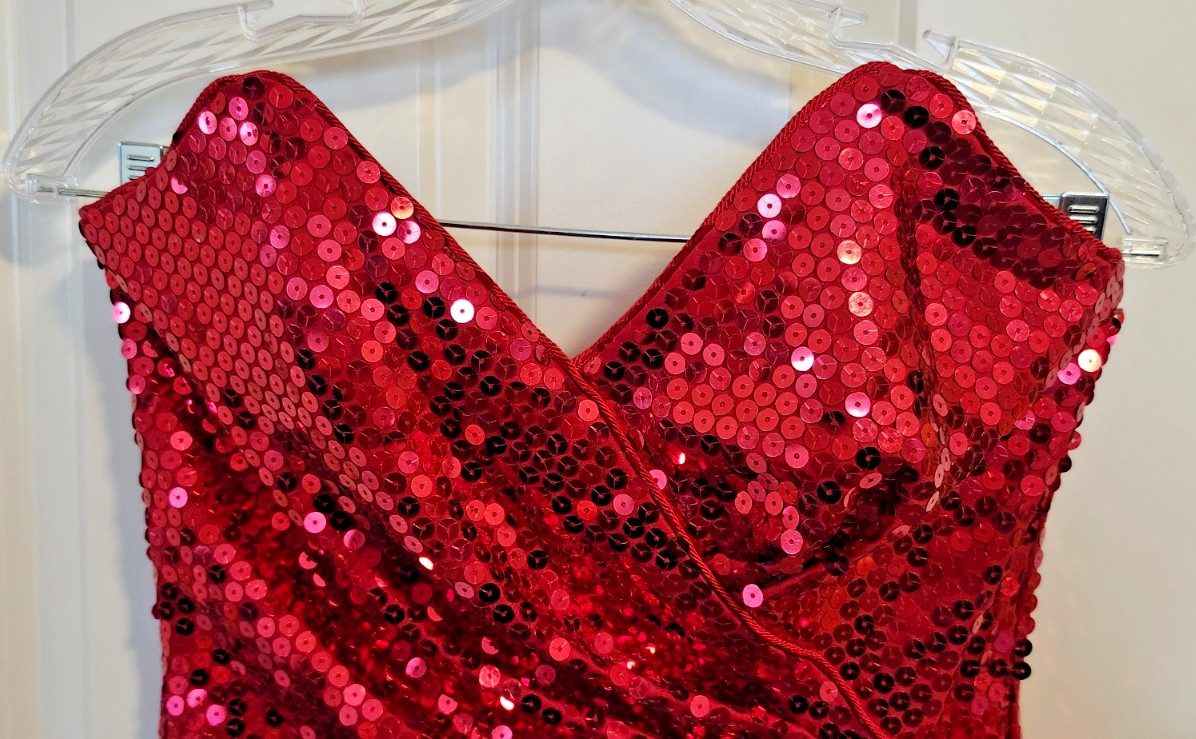 Gorgeous Red Sequin Strapless Dress Size 6