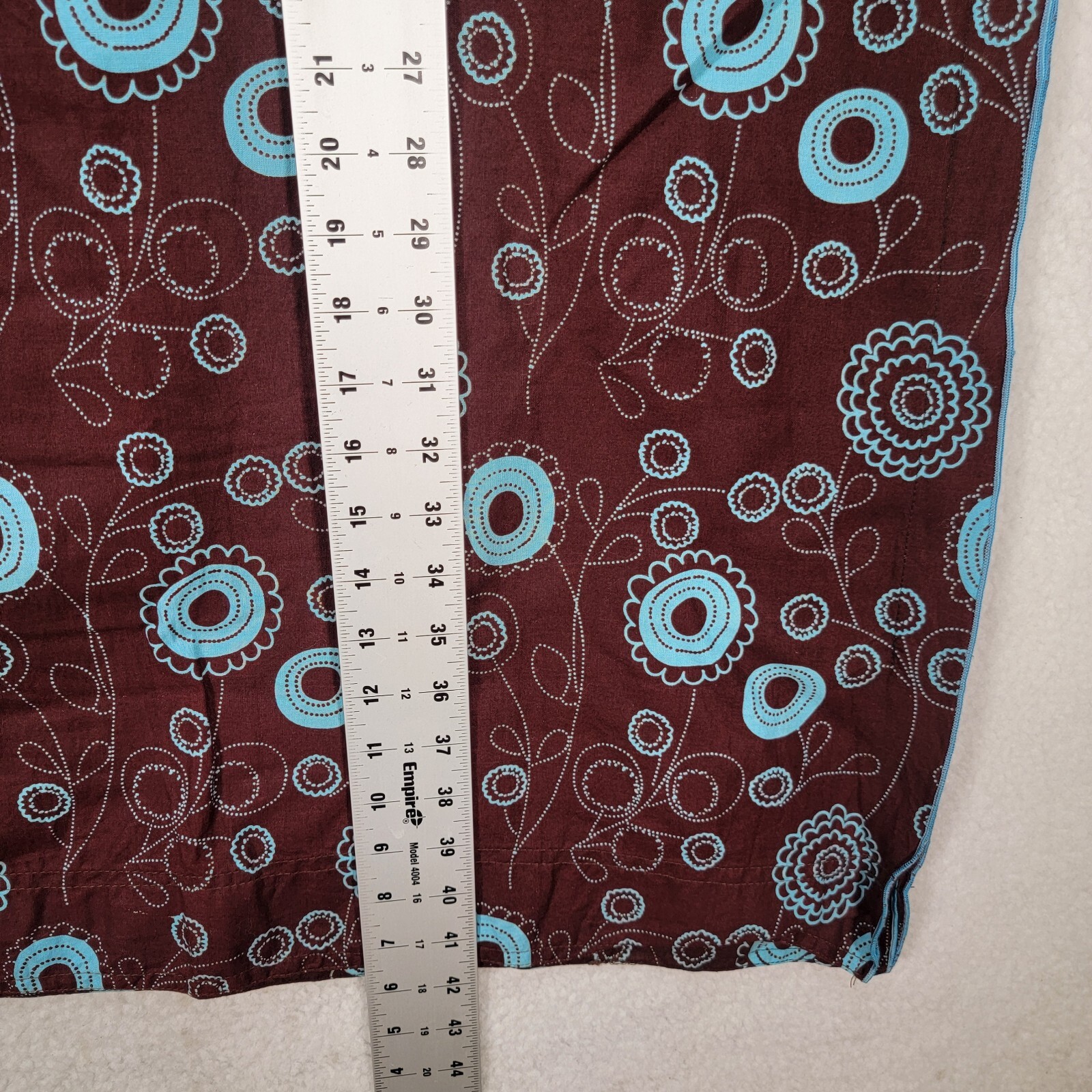 Brown Cotton Floral Retro Slit Flutter Kaftan Midi Eccentric Women Dress Size XL