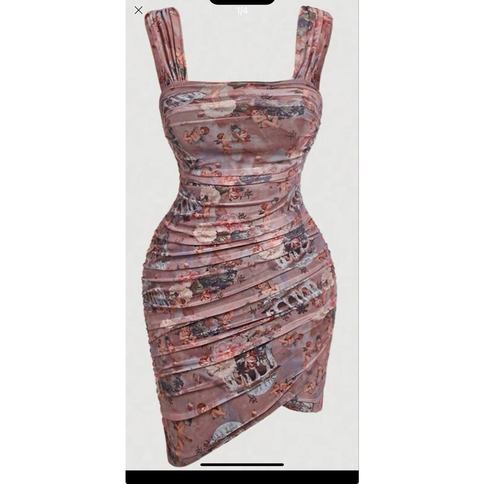 SHEIN Mauve Cherub Angel Ruched Bodycon Mini Dress 1XL
