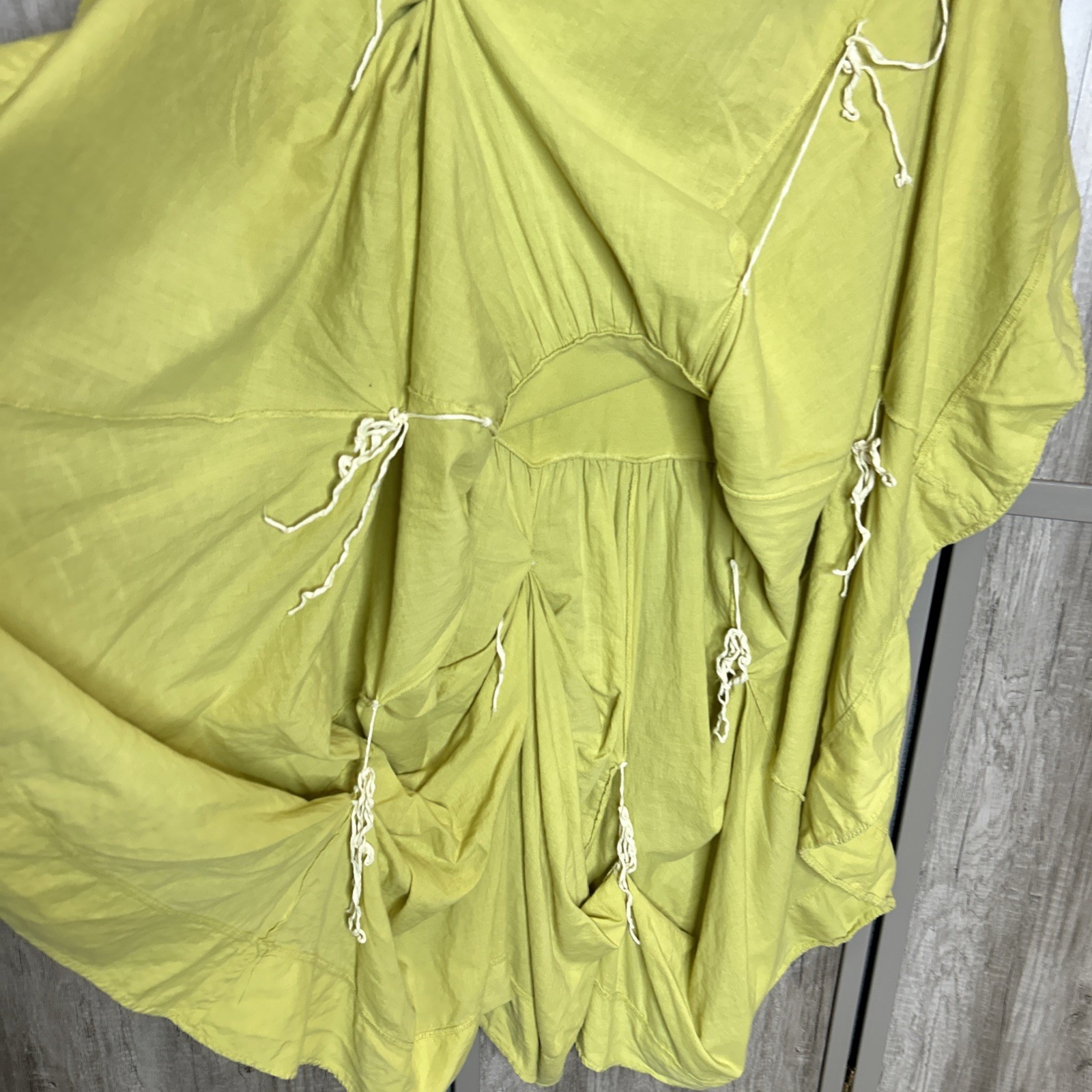 Luna Luz Y2K Cotton Drop Waist Bubble Hem Midi Maxi Dress Art Witchy Sz 8 Yellow