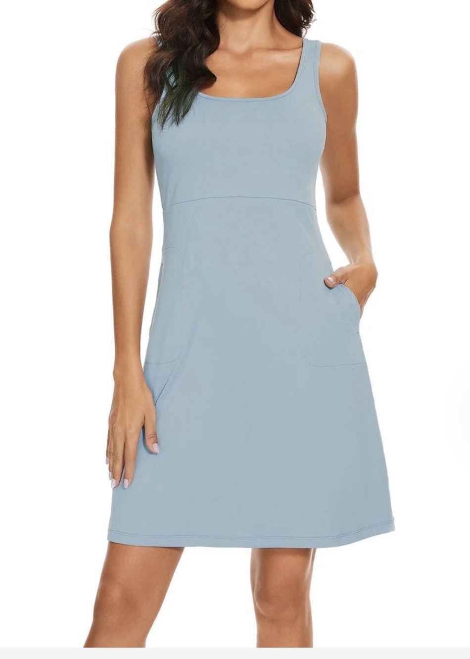 Lightbare UPF 50+ Tank Dress Women’s Small Stone Blue A-Line With Pockets