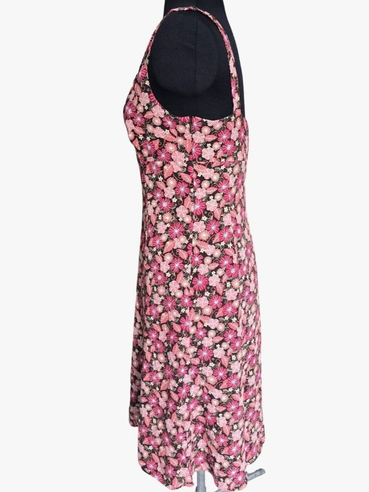 LOFT Vintage Pink & Brown Floral Midi Slip Dress Size 6 Casual Cocktail Wedding
