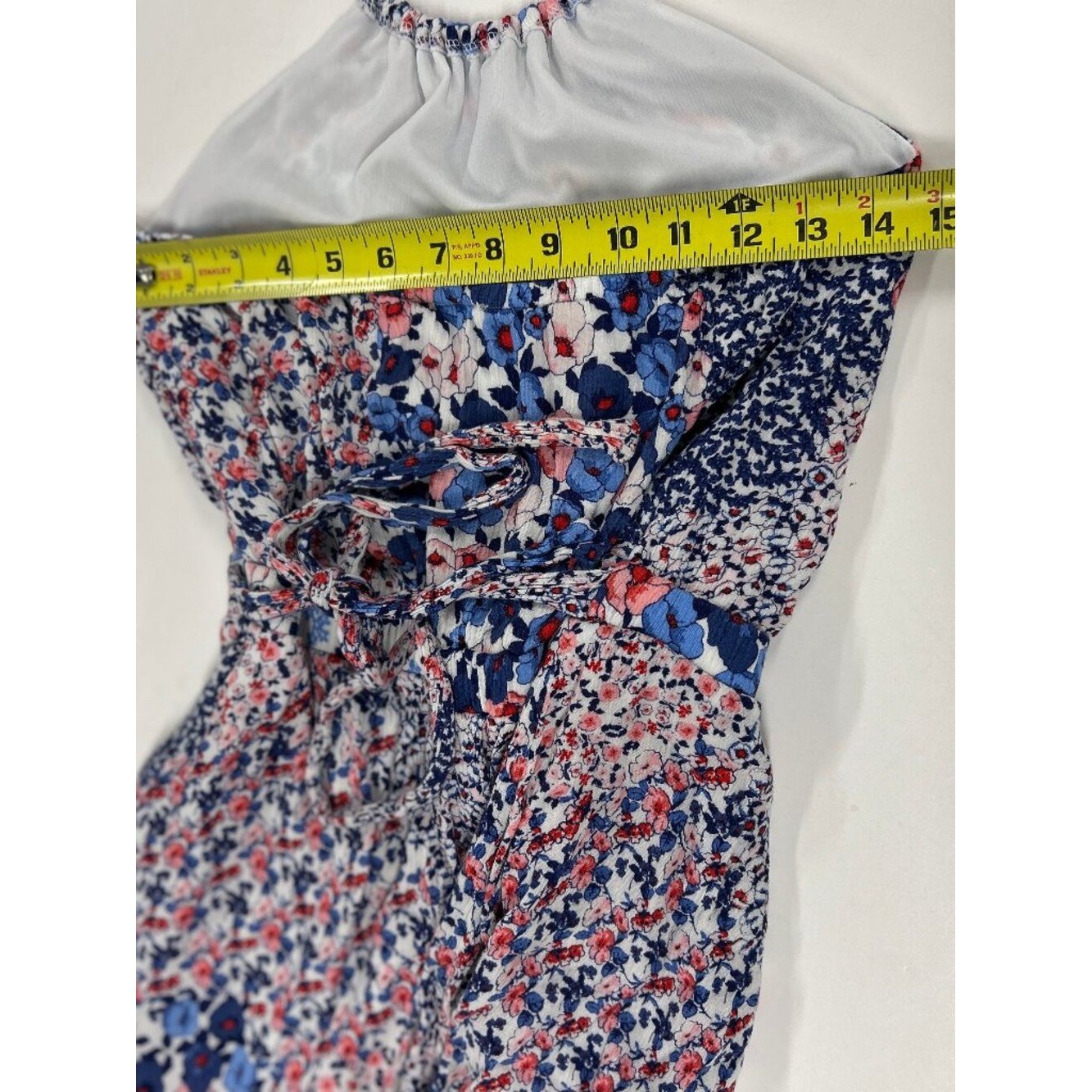 Patchwork Copper Key Floral Halter Dress Small High Low Boho Summer Sundress