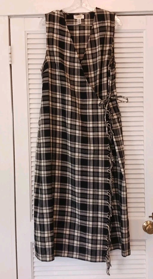 Talbots Jumper sleeveless faux wrap Fringed WOOL Wmn Size 14P CAREER Office