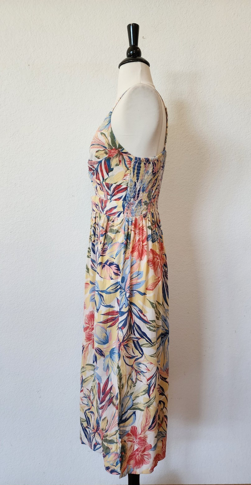 New Anthro Midi Dress Size Small Yellow Floral Coquette Brunch Boho Wedding