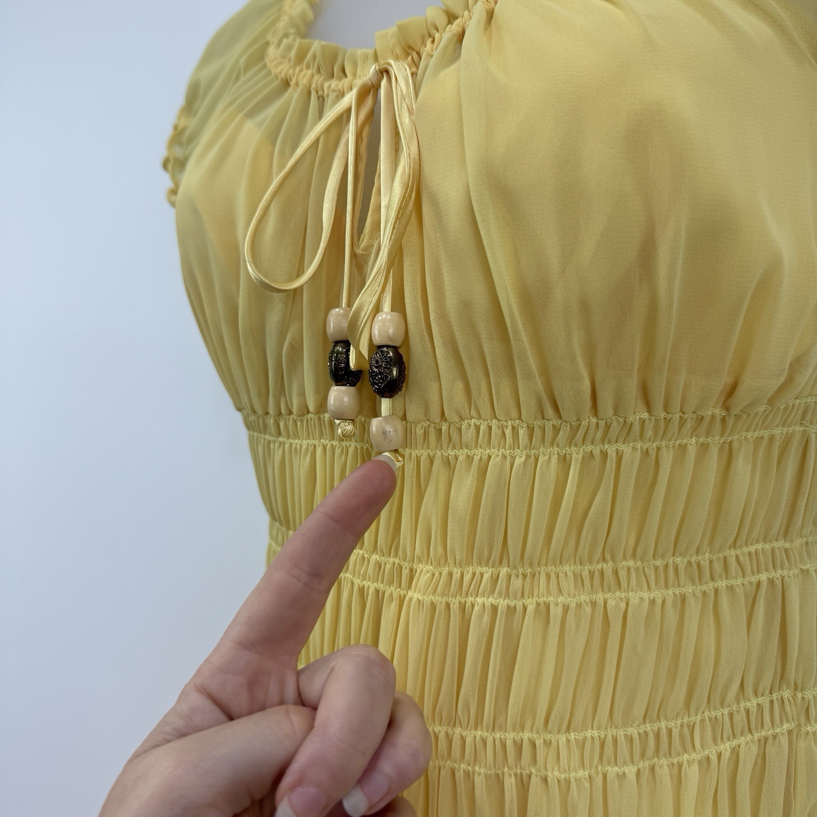 ABS Collection Dress 2 Yellow Milkmaid Coquette Babydoll Fairy Festival Gypsy