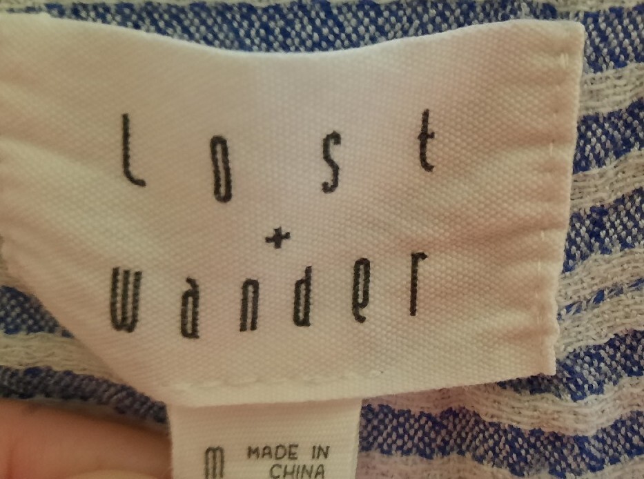 Lost + Wander Womens Full Button Front Midi Dress Size M Pinstripe Pockets