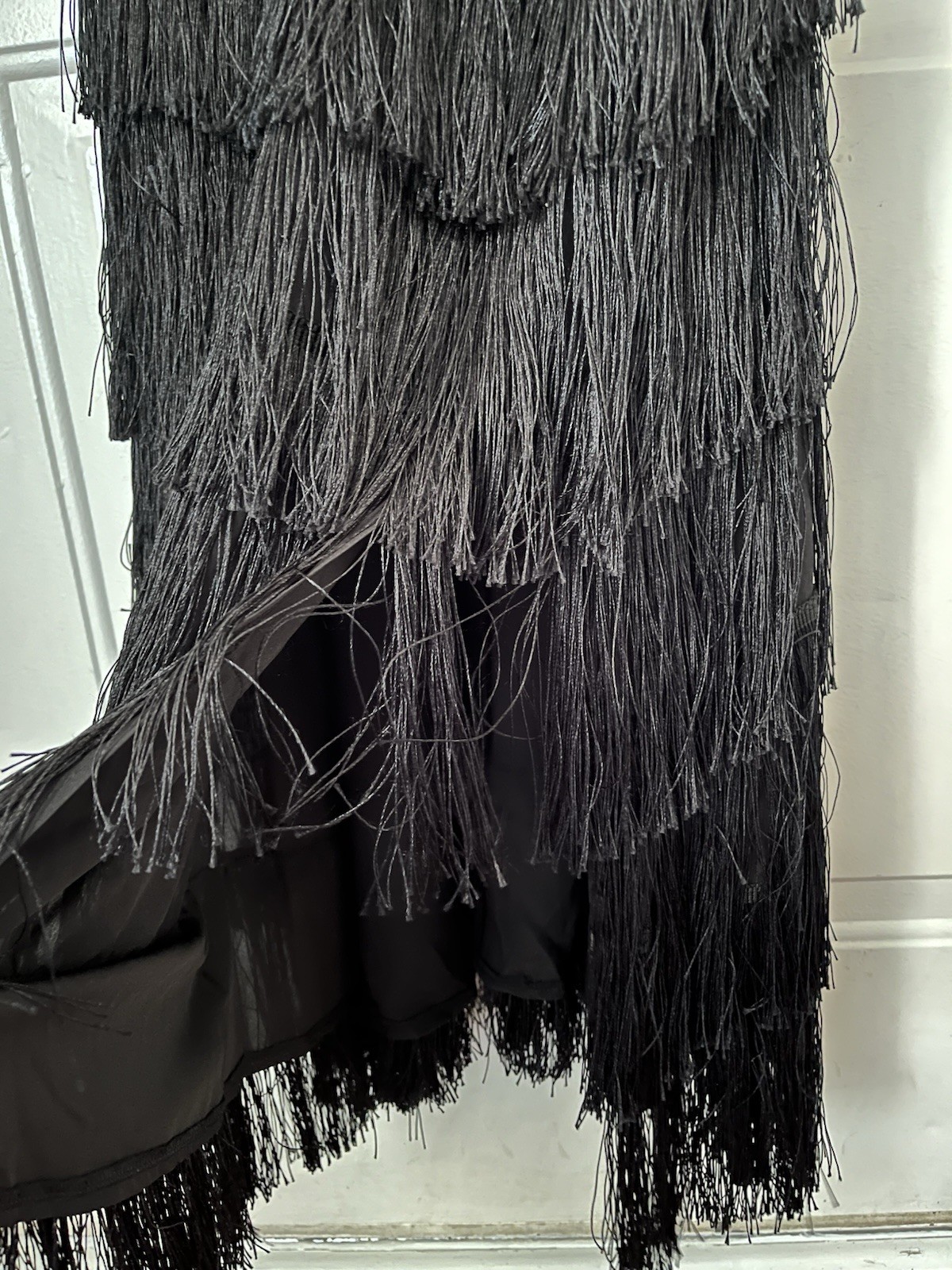 Flapper Style Dress Womens S Black Beaded Sequin Fringe 20s Gatsby Whimsy Goth