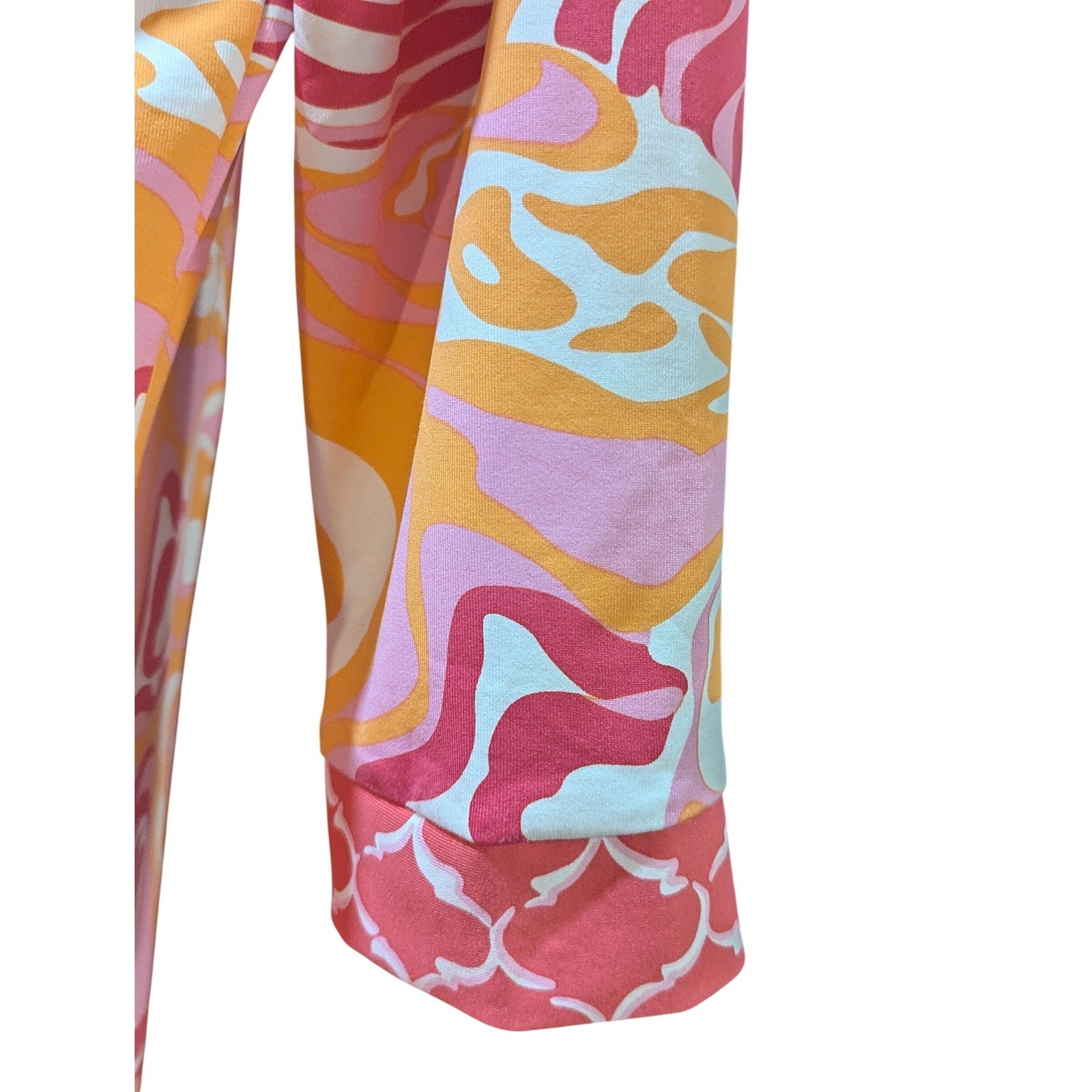 J.McLaughlin Scoop-Neck Tunic Dress Pink Orange Psychedelic Marble Print Large