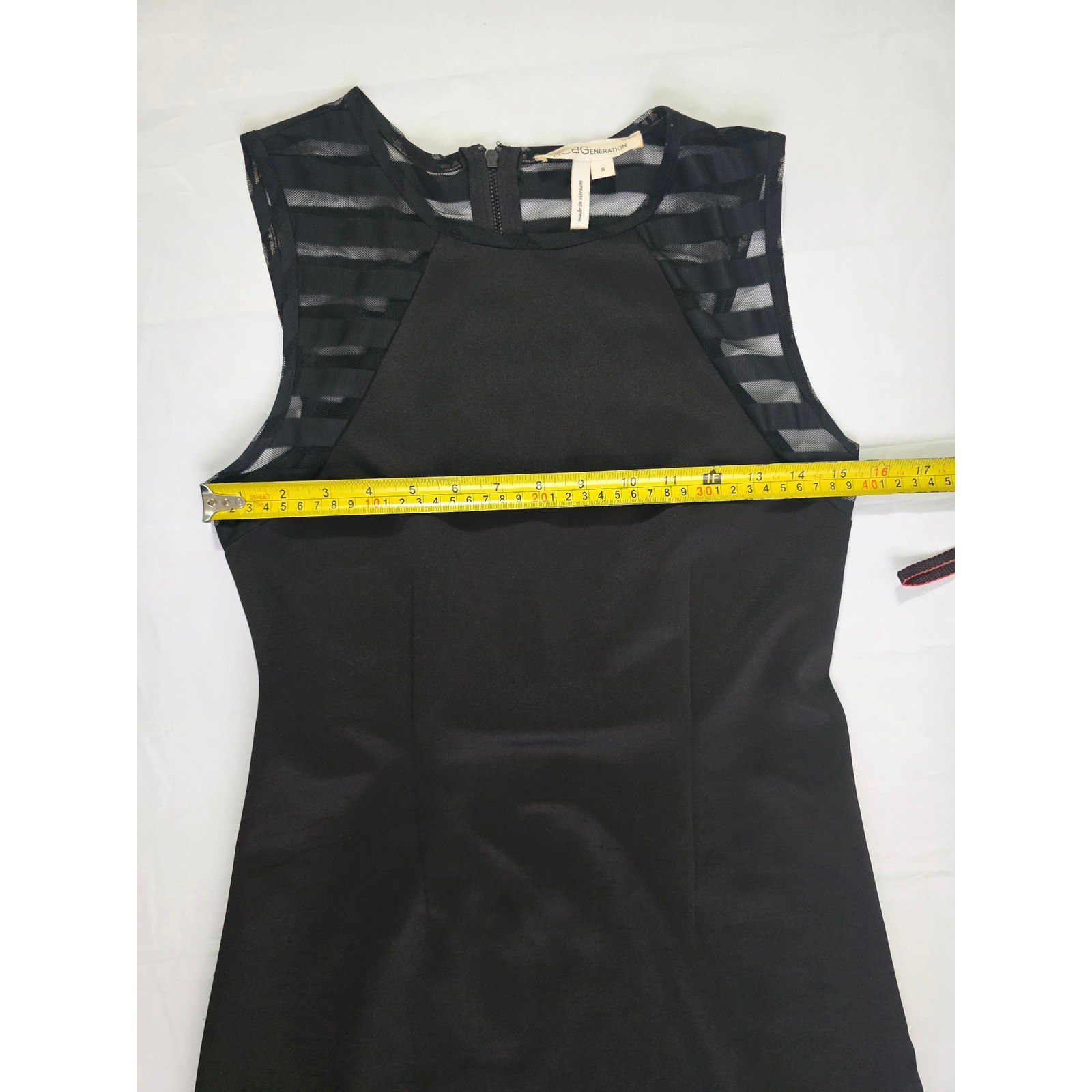BCBGeneration Black Sleeveless Mesh Stripe Back Mini Dress Small