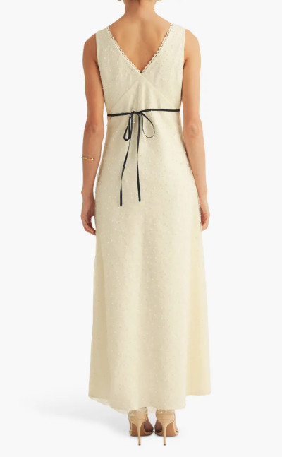 Embellished Beaded Sleeveless Maxi Dress Cream – NWT Formal Evening Gown – Large