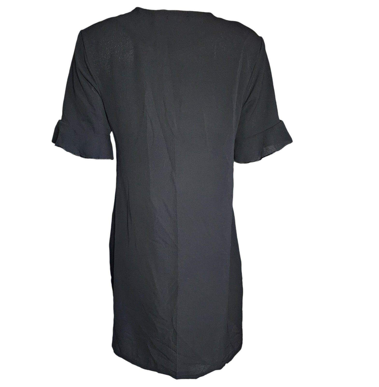 PRETTY LITTLE THING Solid All Black Button Down Shirt Dress Womens Size 6