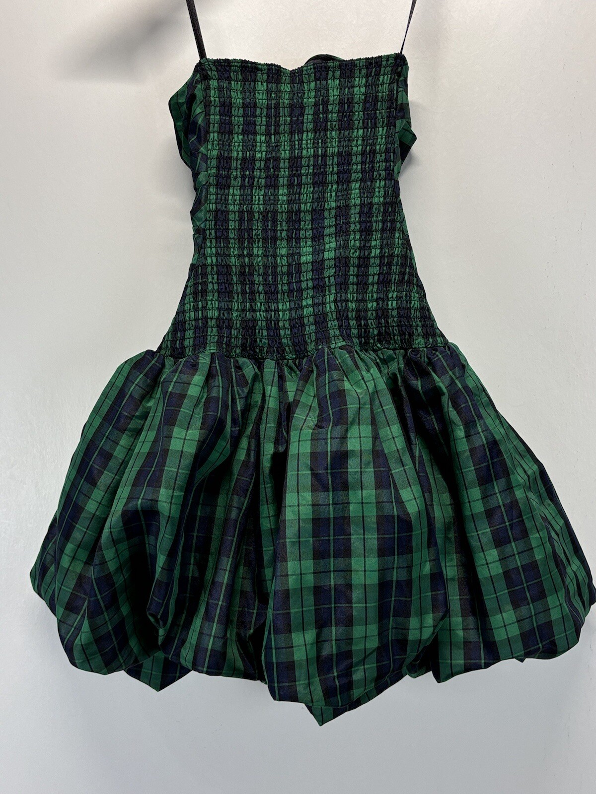 Luella Bartley for Target Mini Bubble Dress Sz 1 Green Navy Tartan Plaid Emo