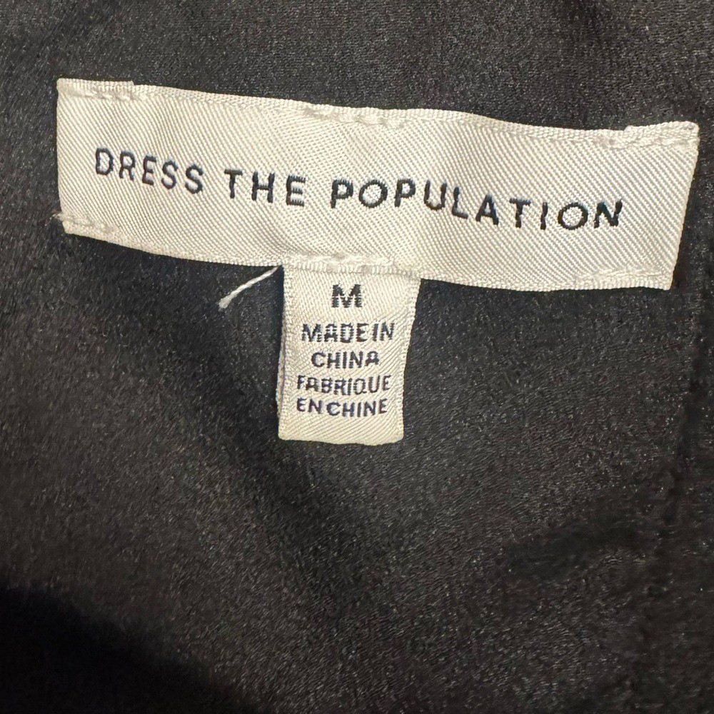 Dress the Population Aura Black Halter Midi Dress Size M Ruched Chifon