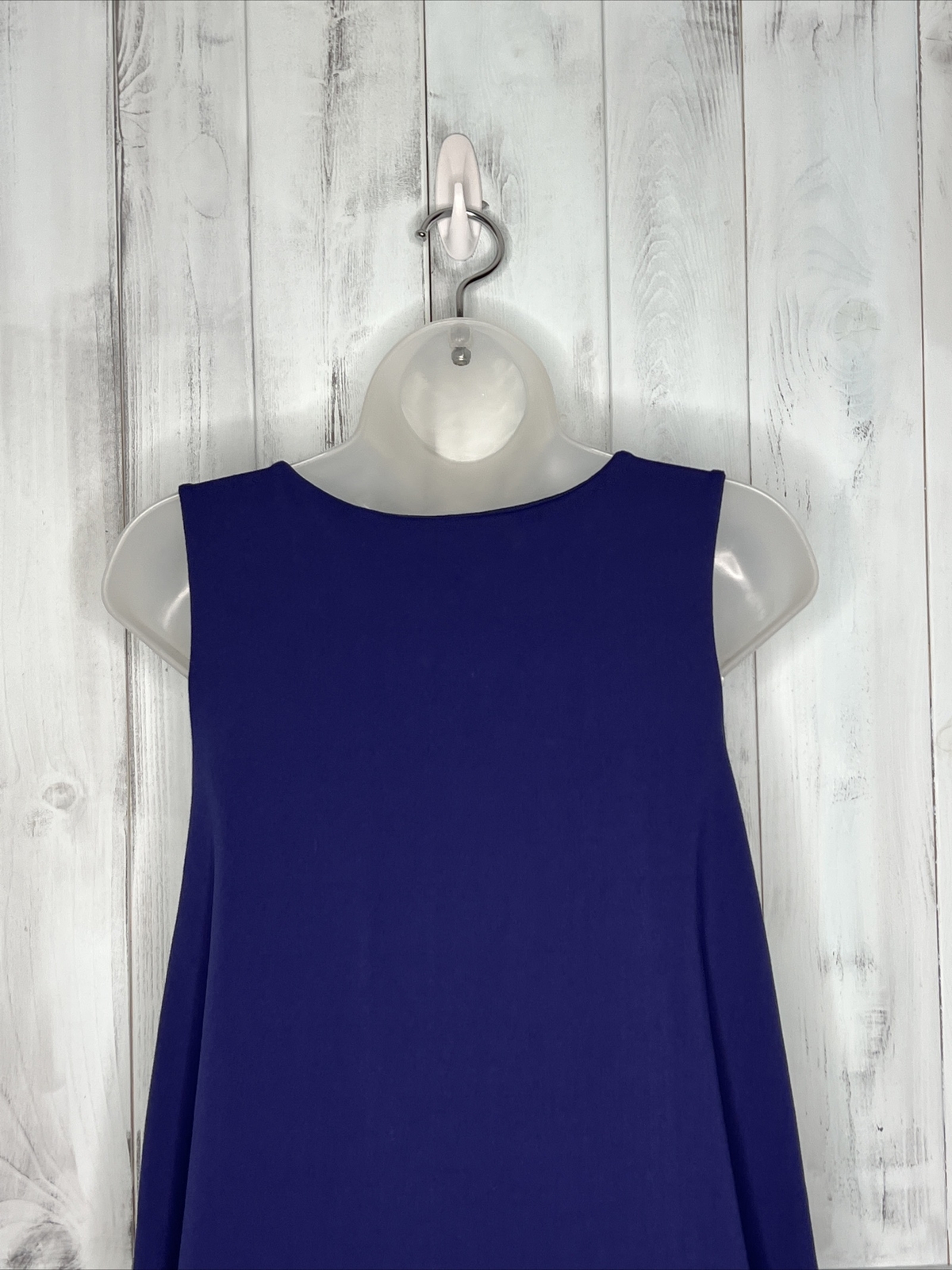 SUSAN MONACO NAVY BLUE SLEEVELESS BOAT NECK A-LINE SHIFT DRESS STRETCH KNIT XS