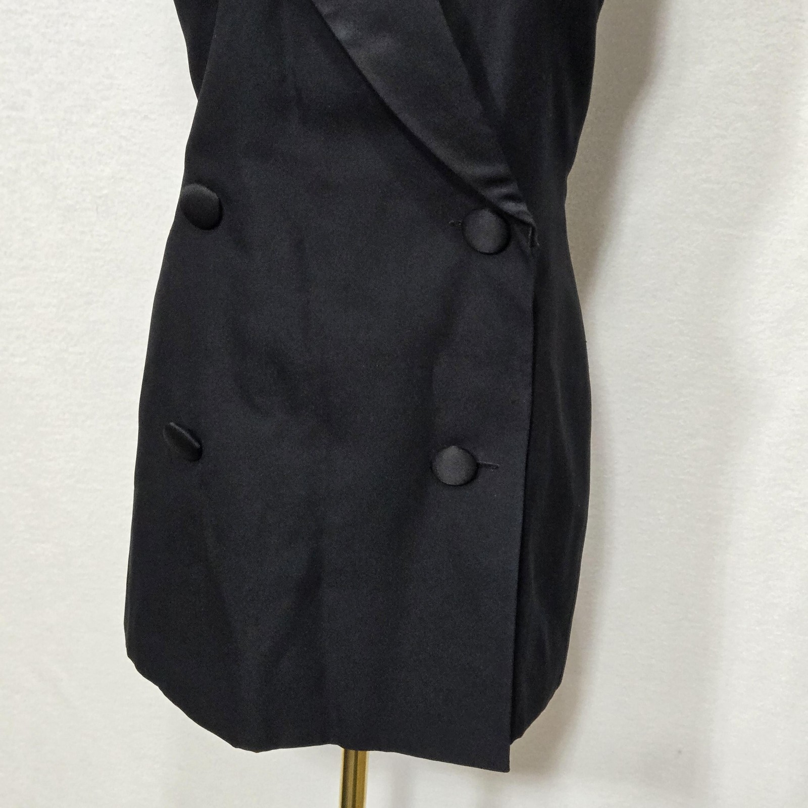 Gillian Dress Womens 12 Black Halter Tuxedo Sheath Backless Mini Cocktail Formal