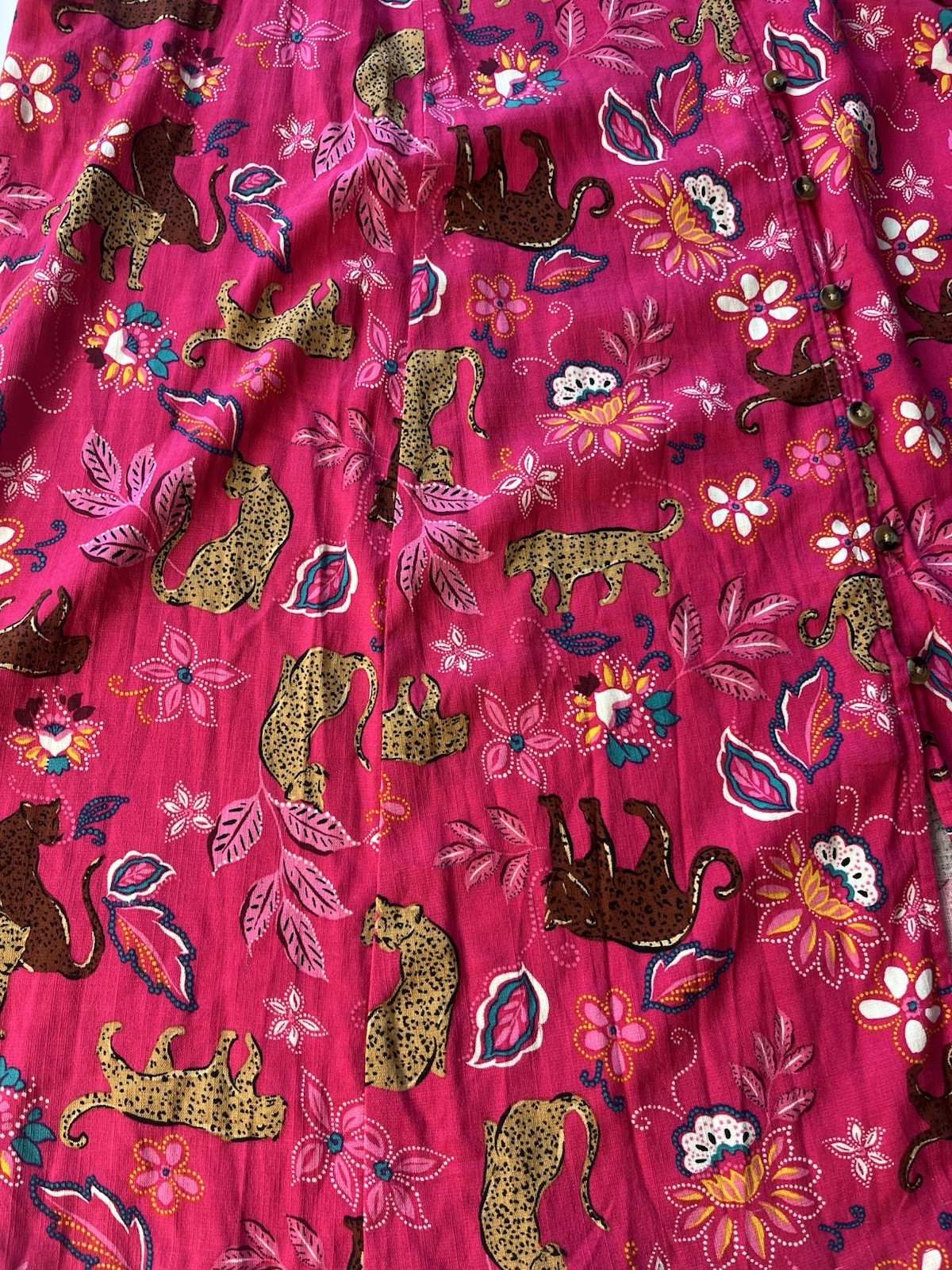 Torrid Midi Rayon Slub Button Front Tie Safari Dress Leopard Plus Sz 2 NWT