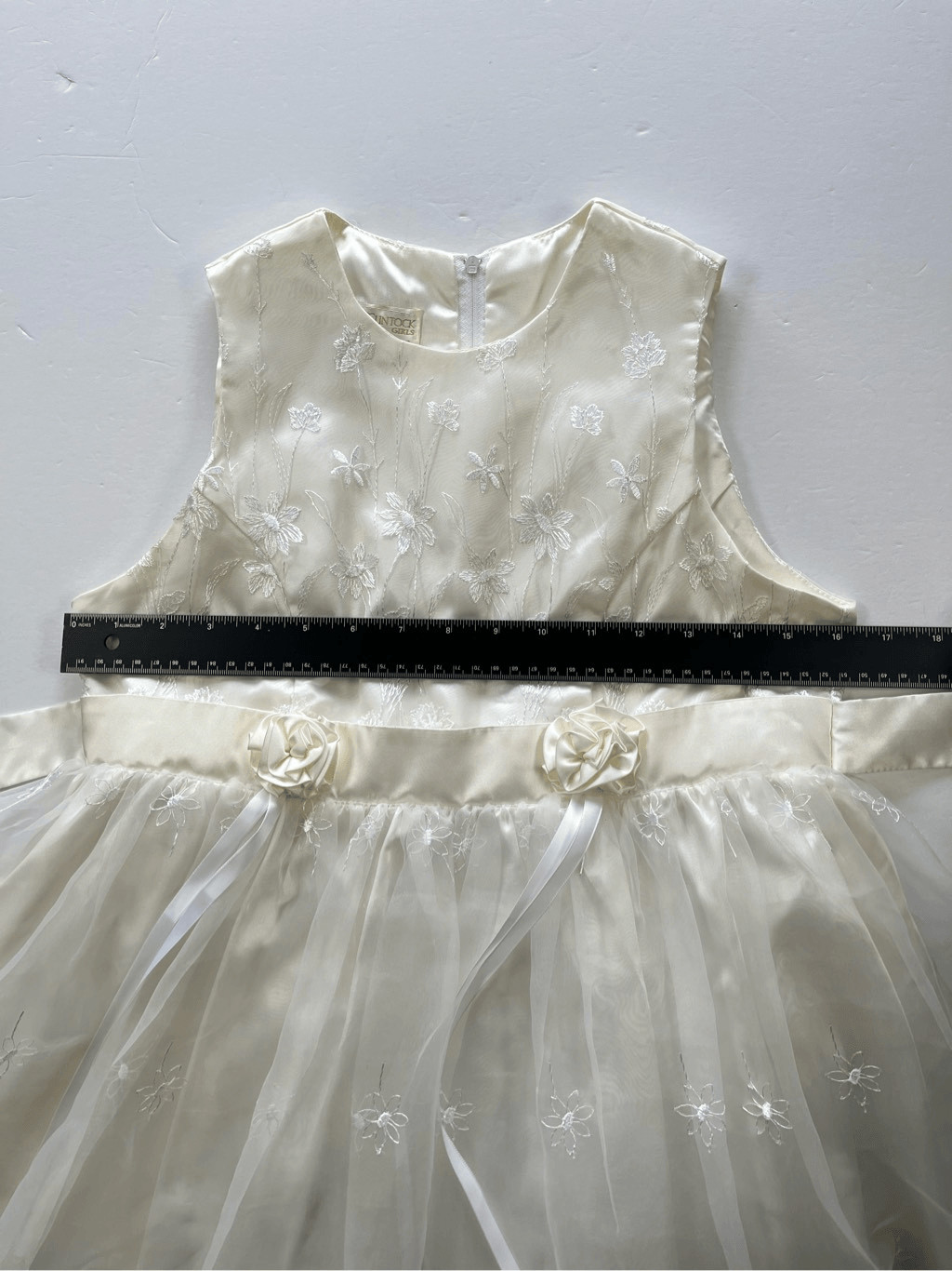 Jessica McClintock Girls Millennium 2000 Ivory Floral Formal Dress Size 16 VTG