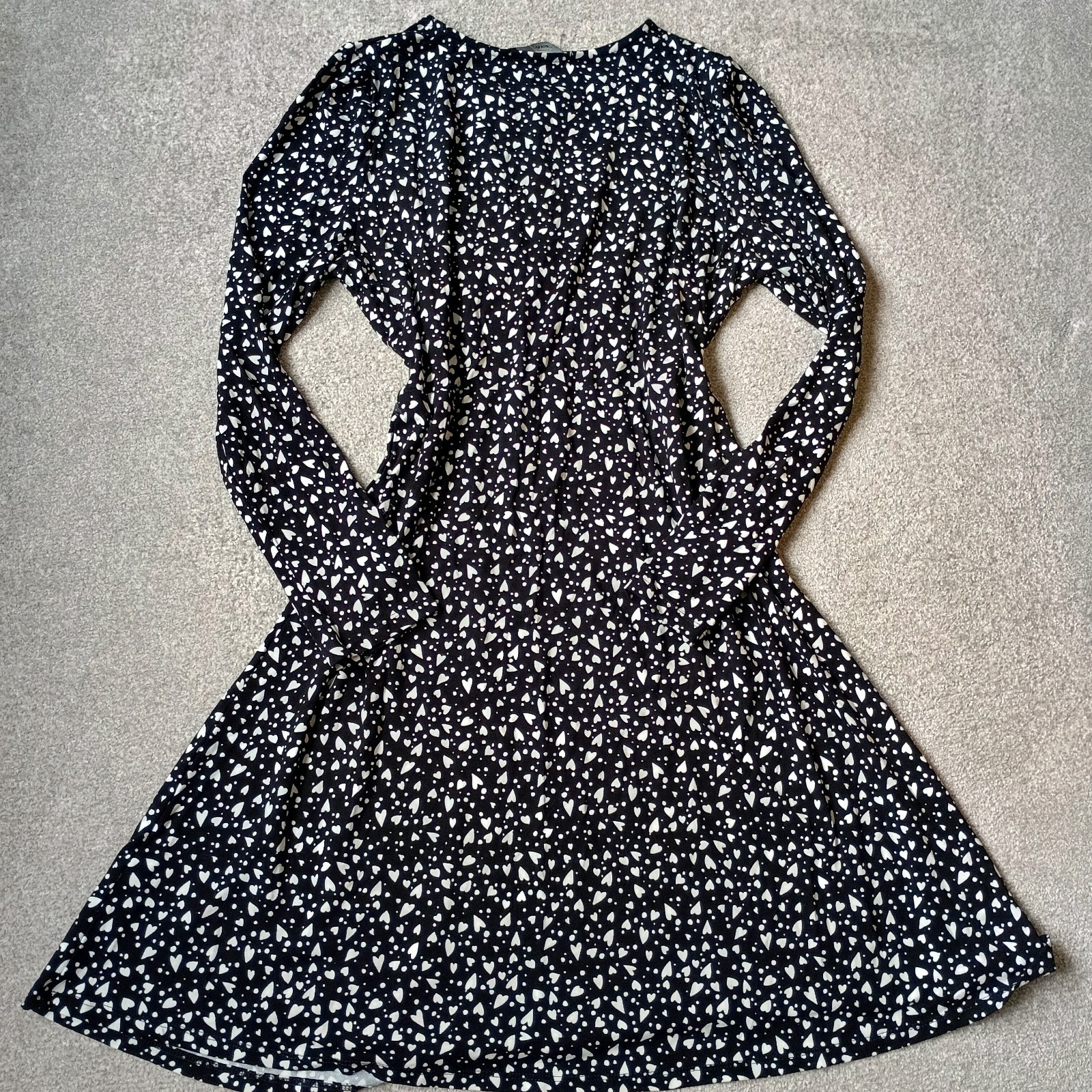 Long Black and White Heart Print Size 14 Dress by George Excellent Condition