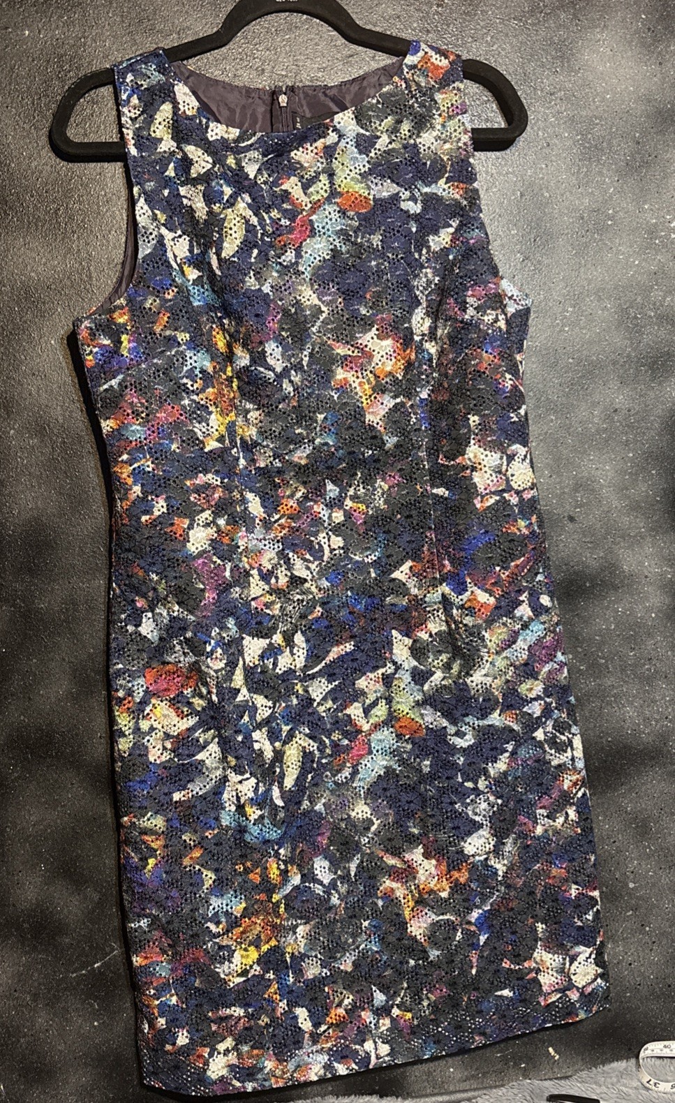 Chetta B Abstract Multicolor Eyelet Dress Size 14 Career Church Party Work