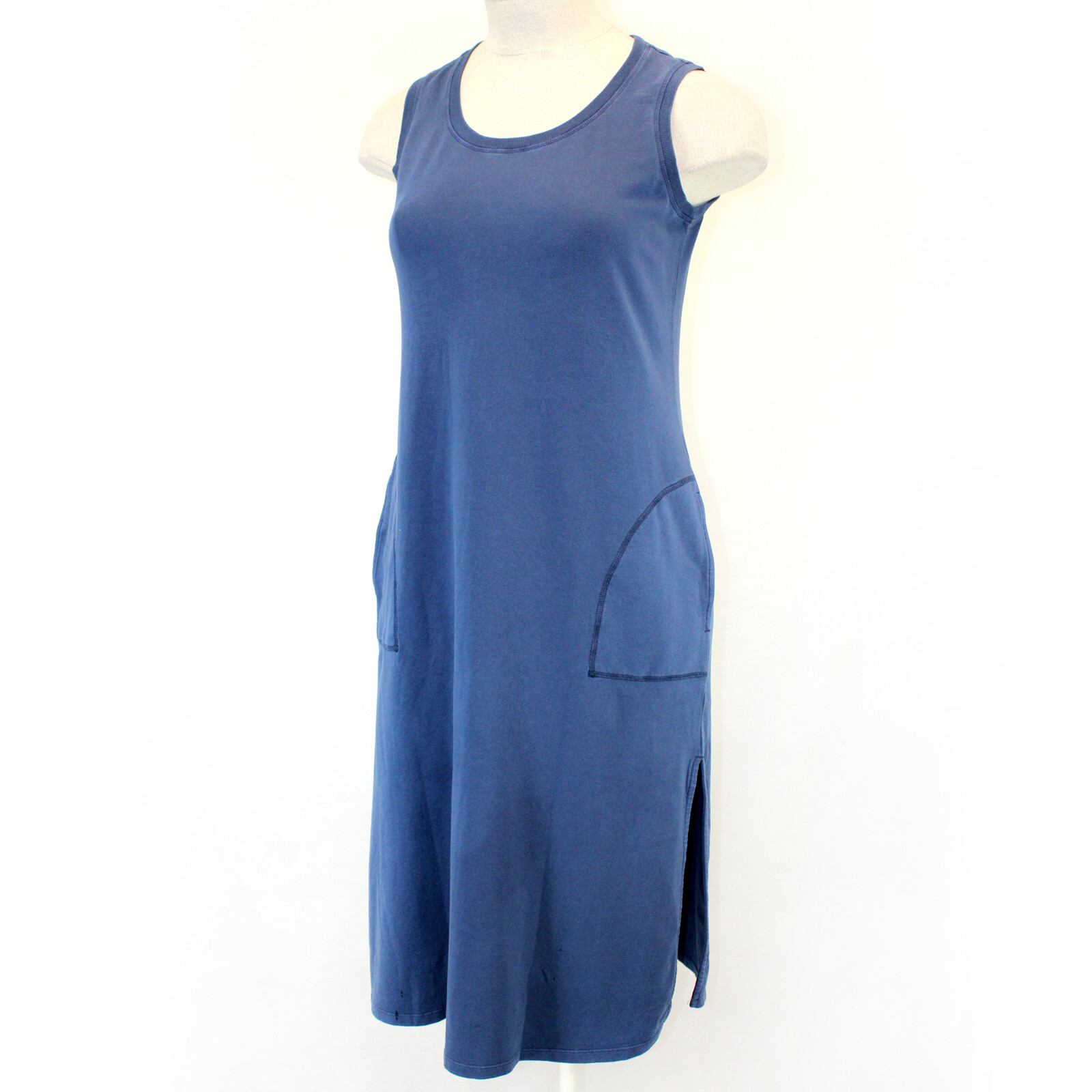 Talbots Plus Blue TERRY cotton Midi DRESS beach resort 3X pockets nautical
