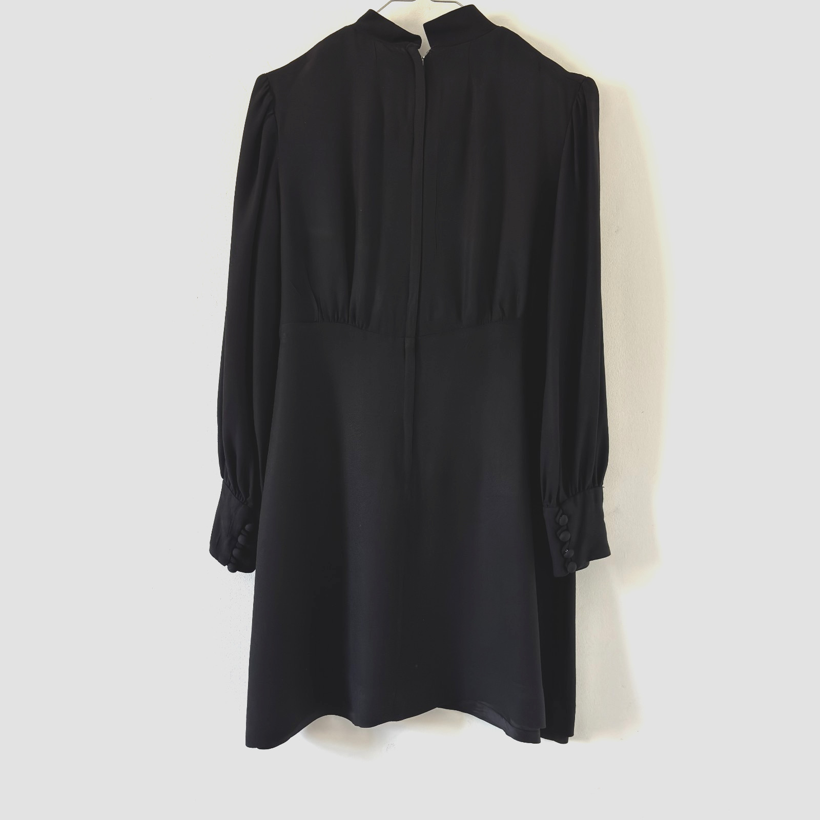 Black Dress Size M Long Sleeves Bow Tie Buttoned Cuff