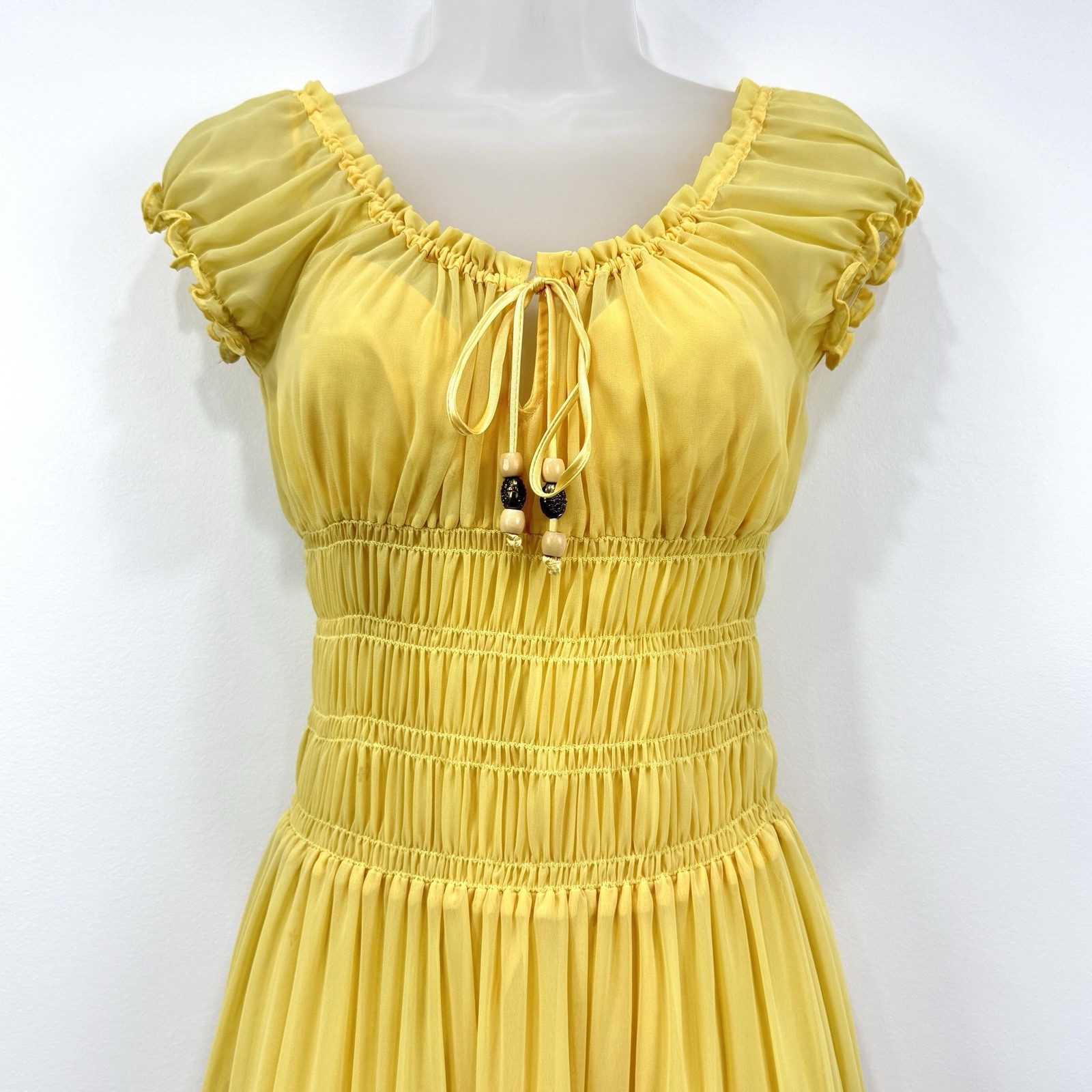 ABS Collection Dress 2 Yellow Milkmaid Coquette Babydoll Fairy Festival Gypsy