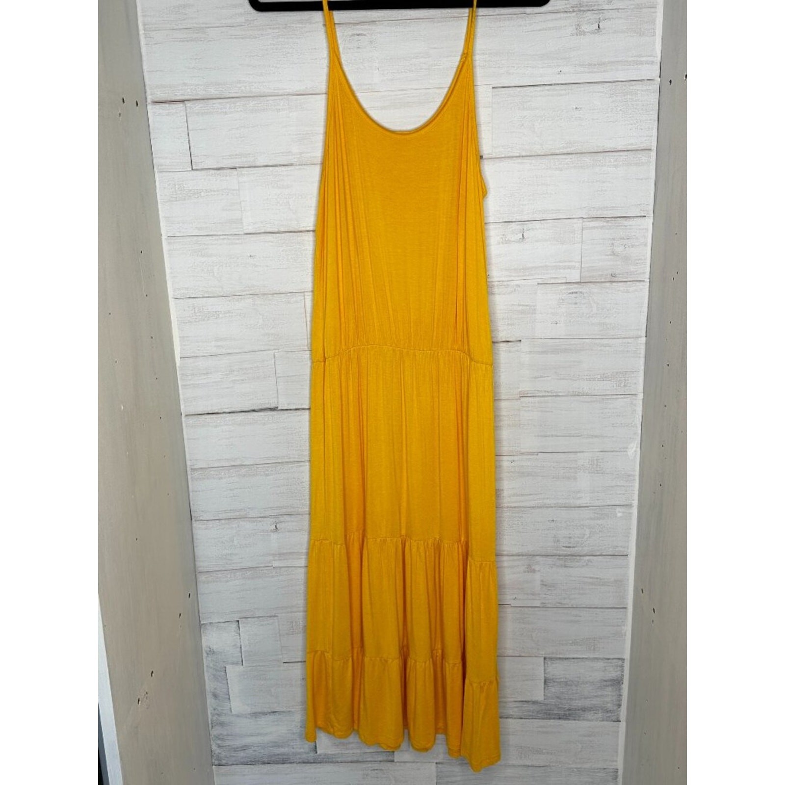 Beach Break Tiered Midi Sundress in Yellow Size Large