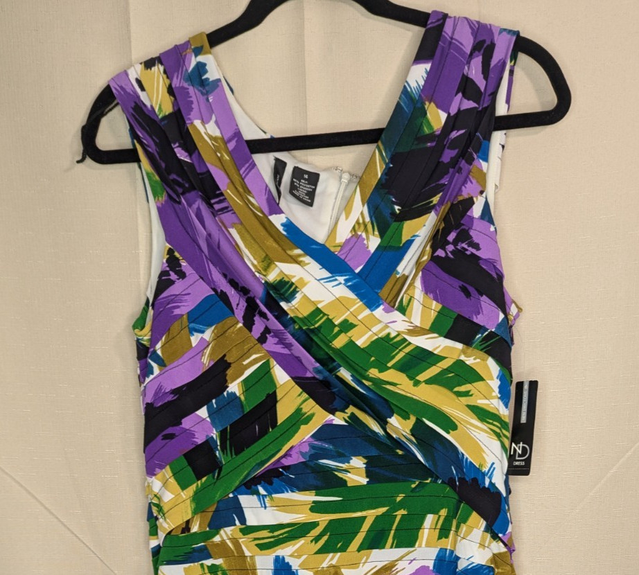 New Directions Women’s Size 14 Multicolor Stretch Sleeveless Sheath Dress