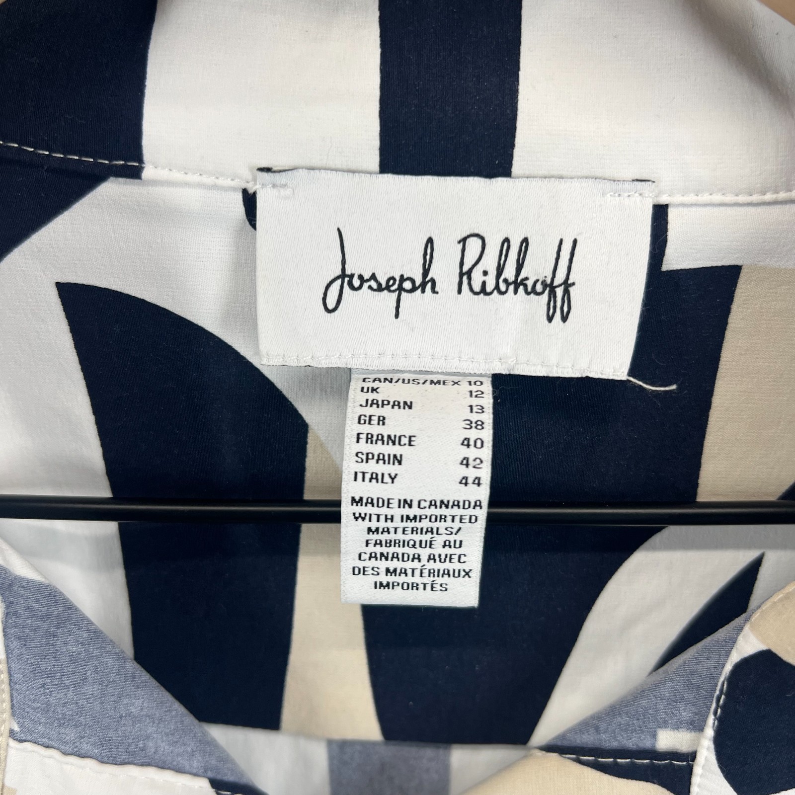Joseph Ribkoff Abstract Poplin Trapeze Dress Size 10 (UK 12) White Blue Beige