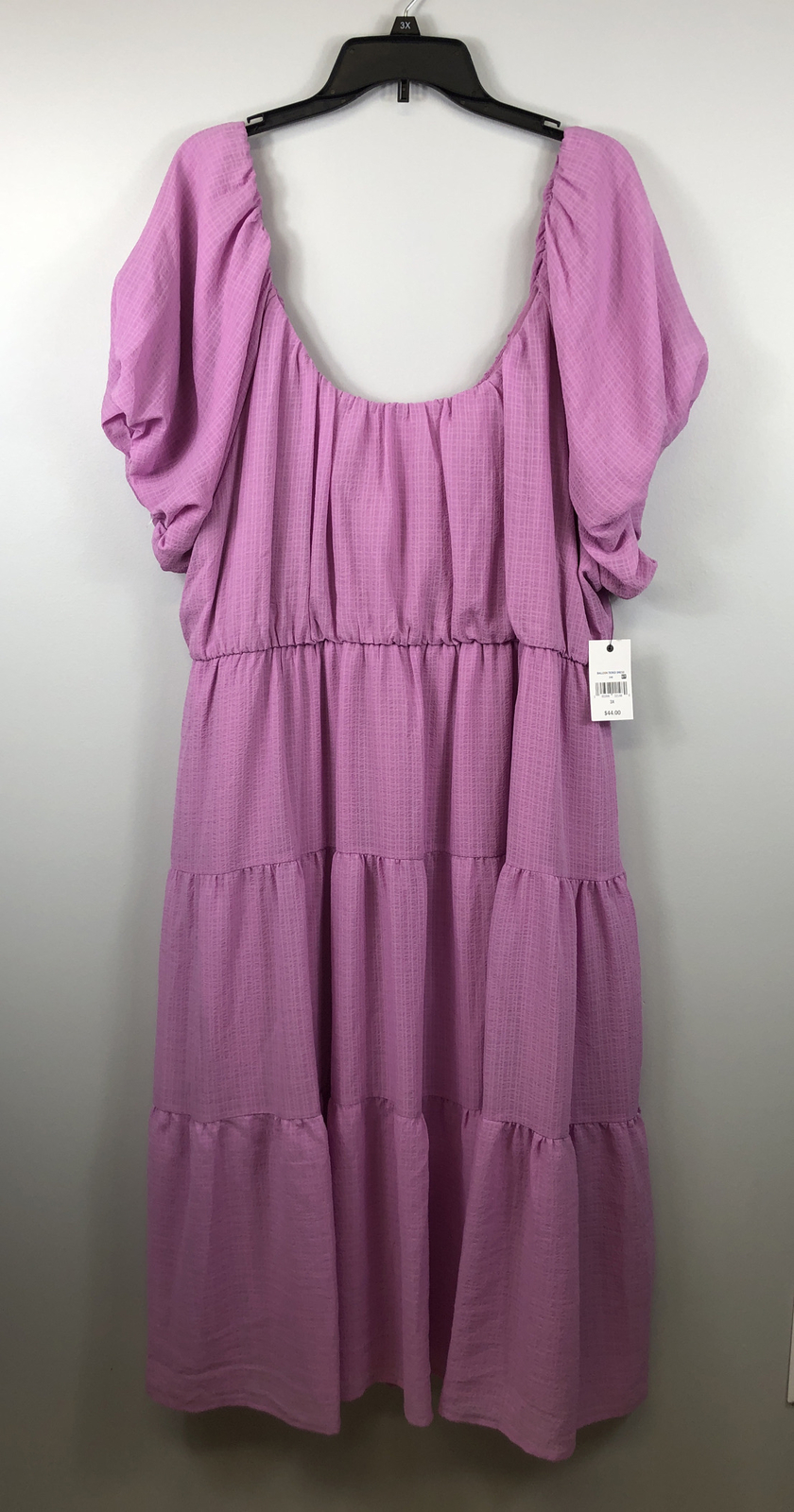Ophelia Roe Lilac Balloon Short Sleeve Tiered Maxi Summer Dress Plus Sz 3X NWT
