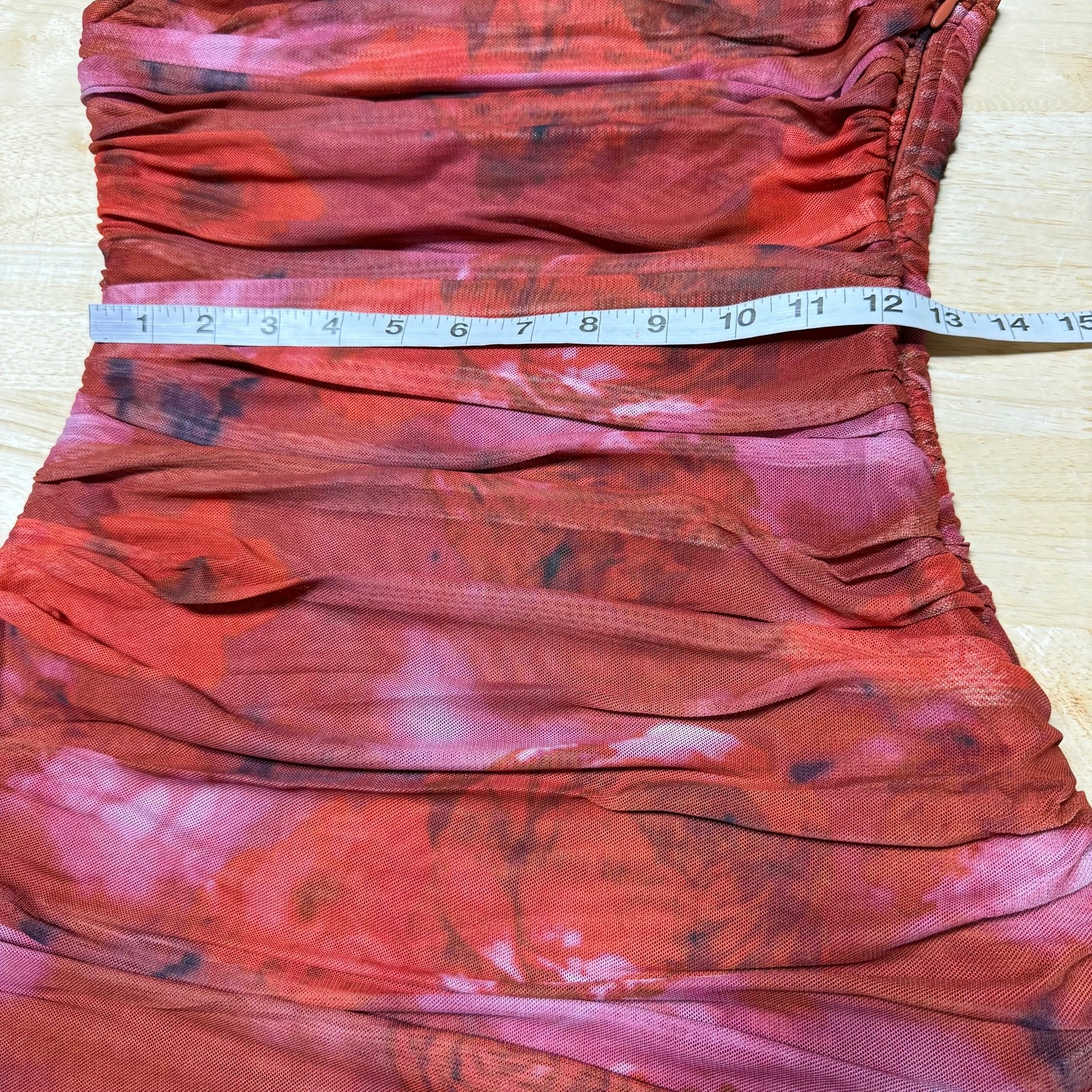 Elliatt NWT Elise Mesh Ruched Maxi Dress Red Motif Size S Sleeveless Bodycon