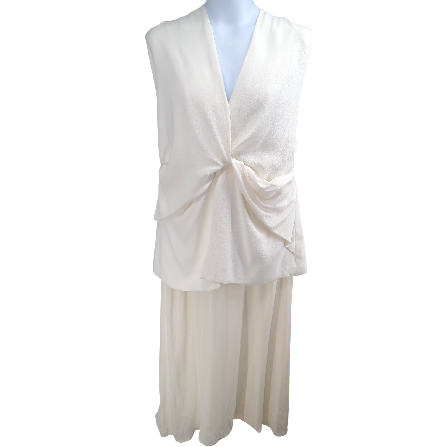 Brandon Maxwell Sutton Silk Vest Midi Dress Ivory Twist Drape Sz 16 NWT $1995