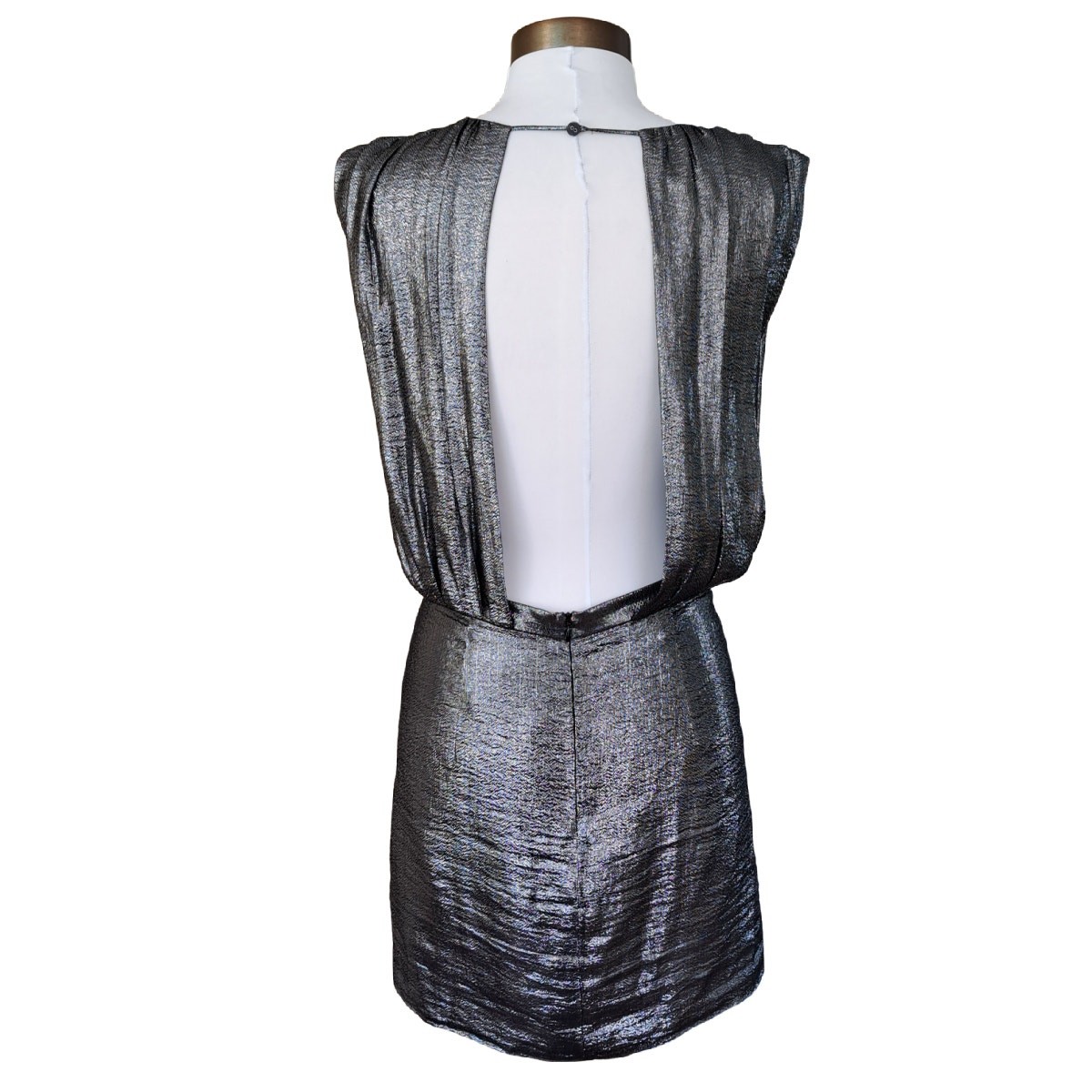 Opening Ceremony Metallic Lamé-effect Open-back Mini Dress Size Medium